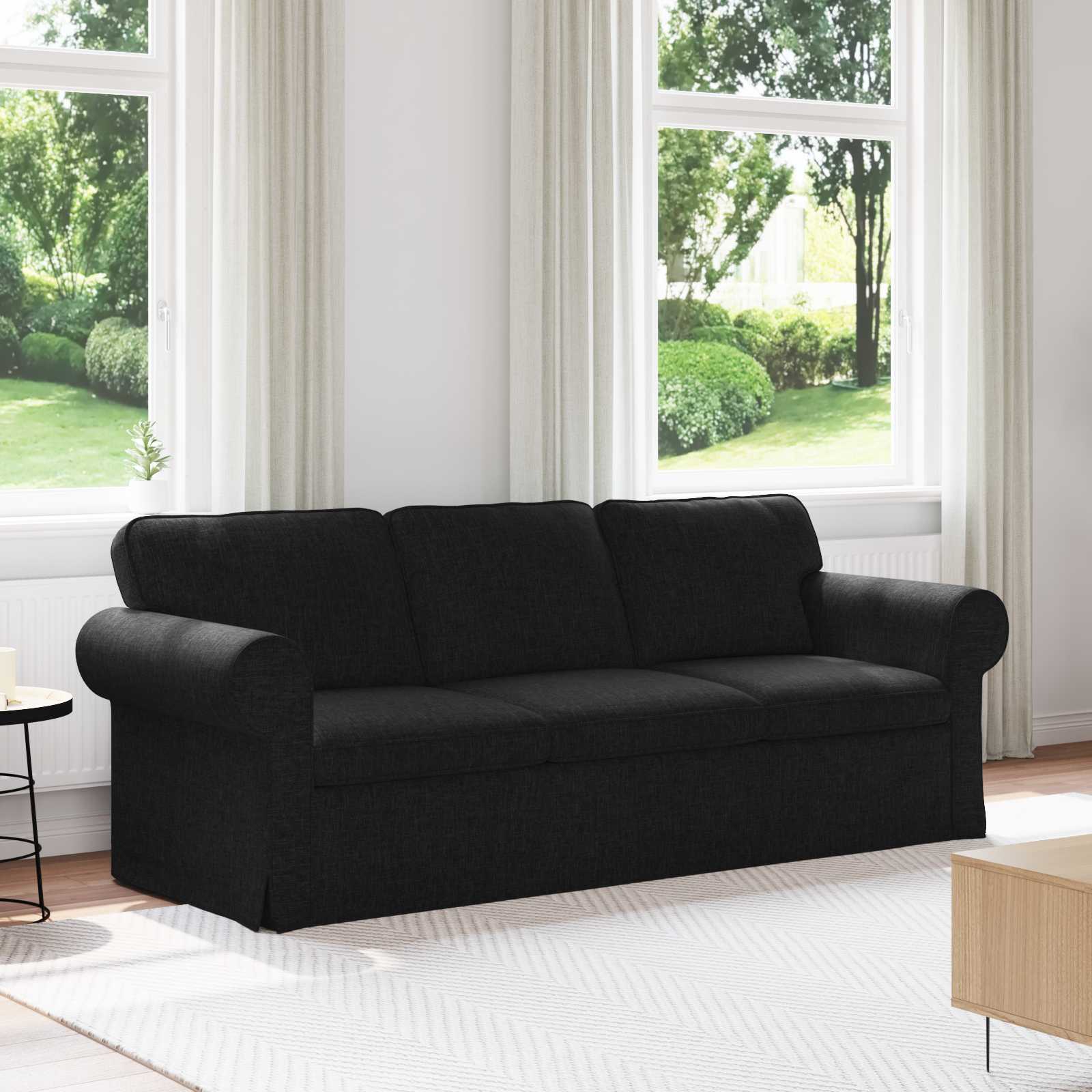 Sofa Black 215 x 82 x 80 cm Fabric