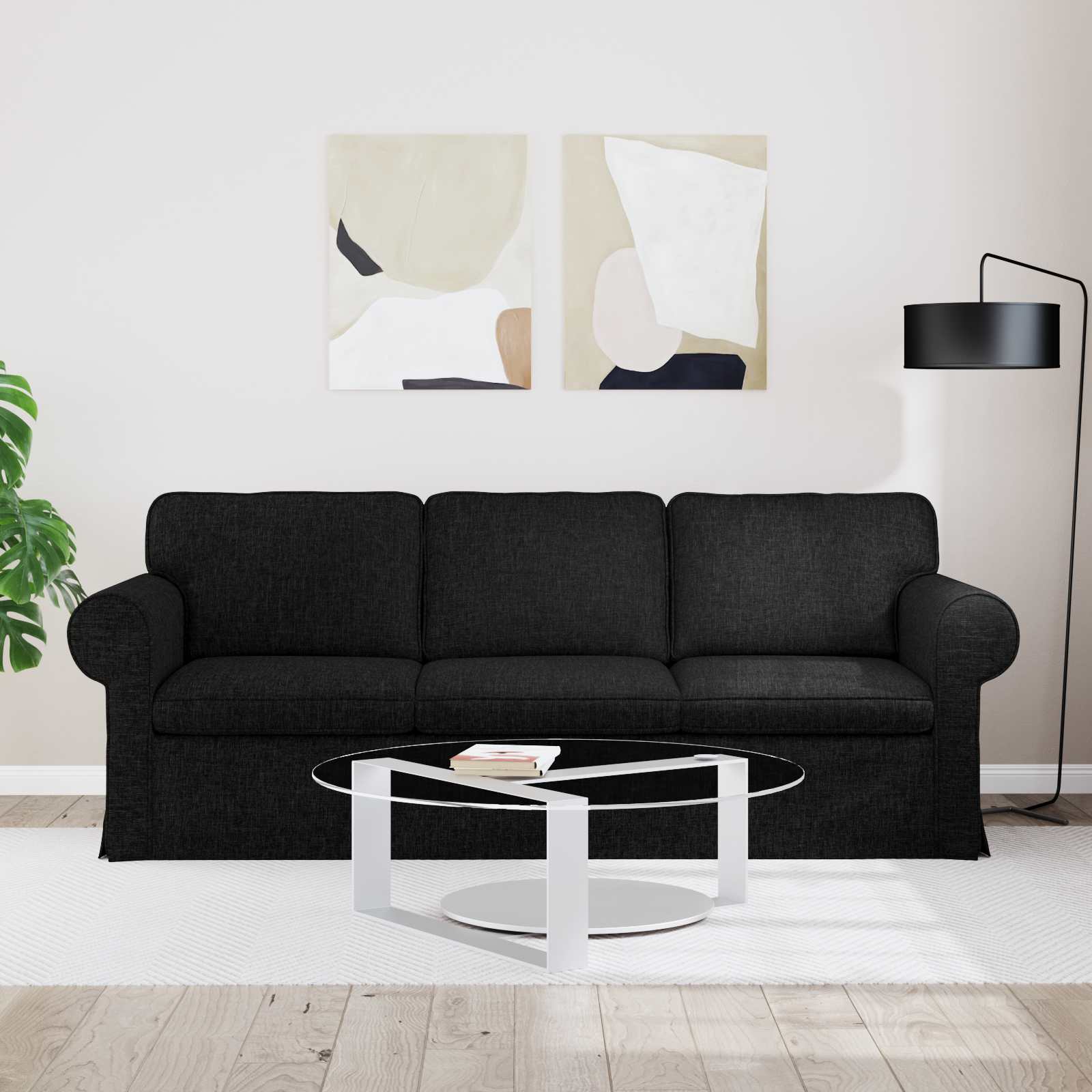 Sofa Black 215 x 82 x 80 cm Fabric
