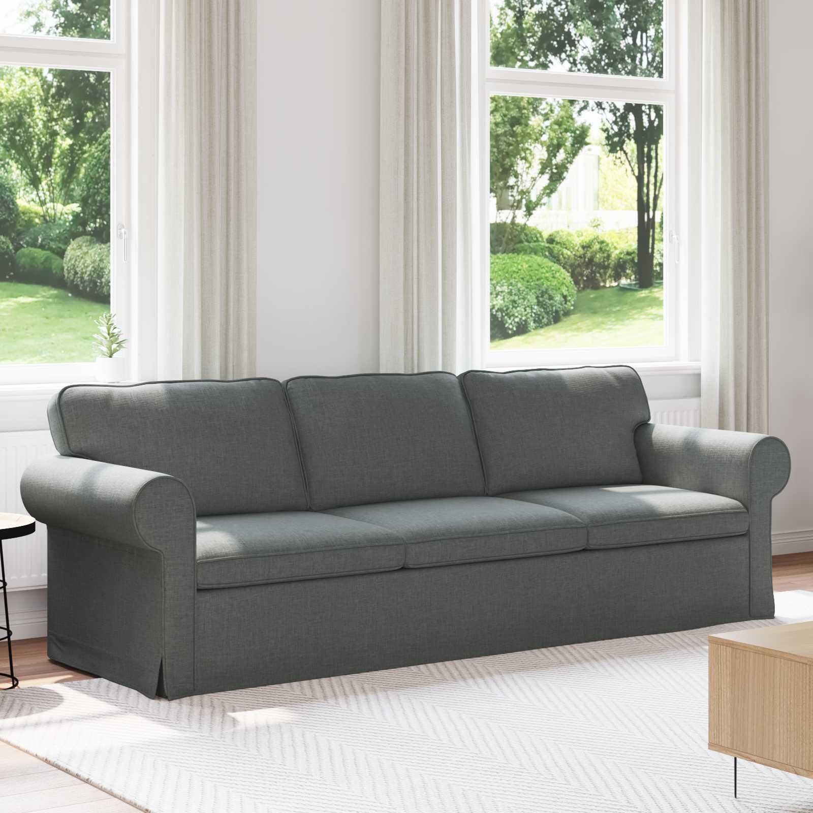 Sofa Dark Grey 245 x 82 x 80 cm Fabric