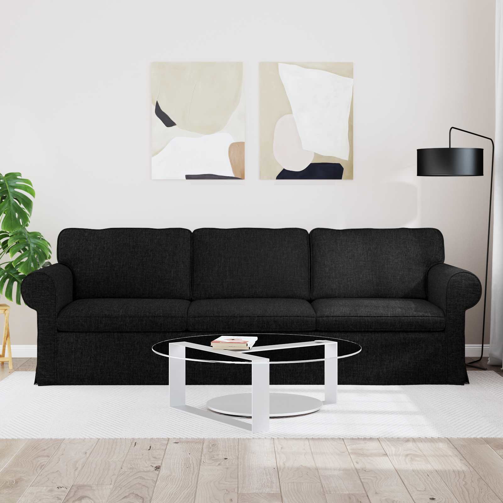 Sofa Black 245 x 82 x 80 cm Fabric