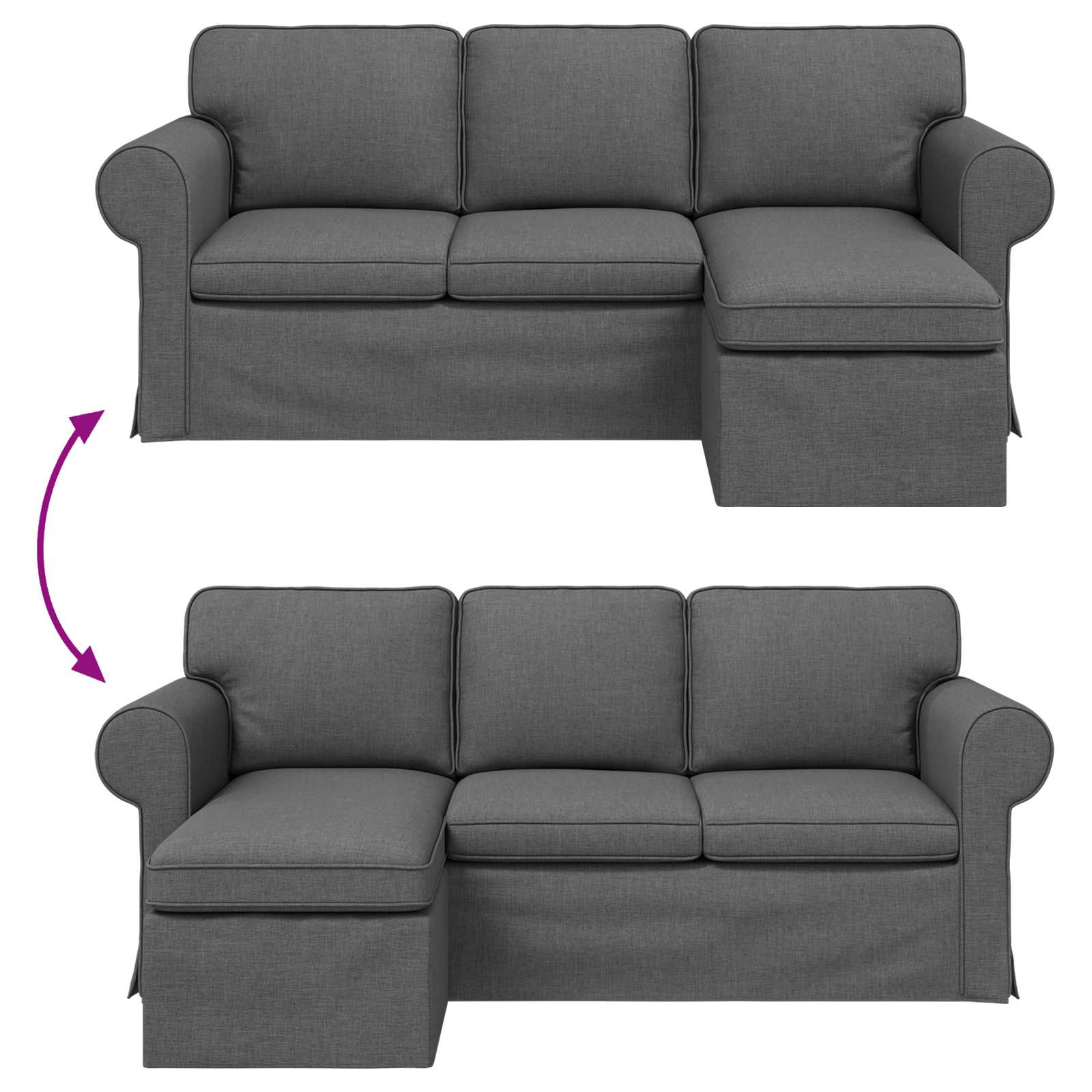 Sofa Dark Grey 195 x 138 x 80 cm Fabric