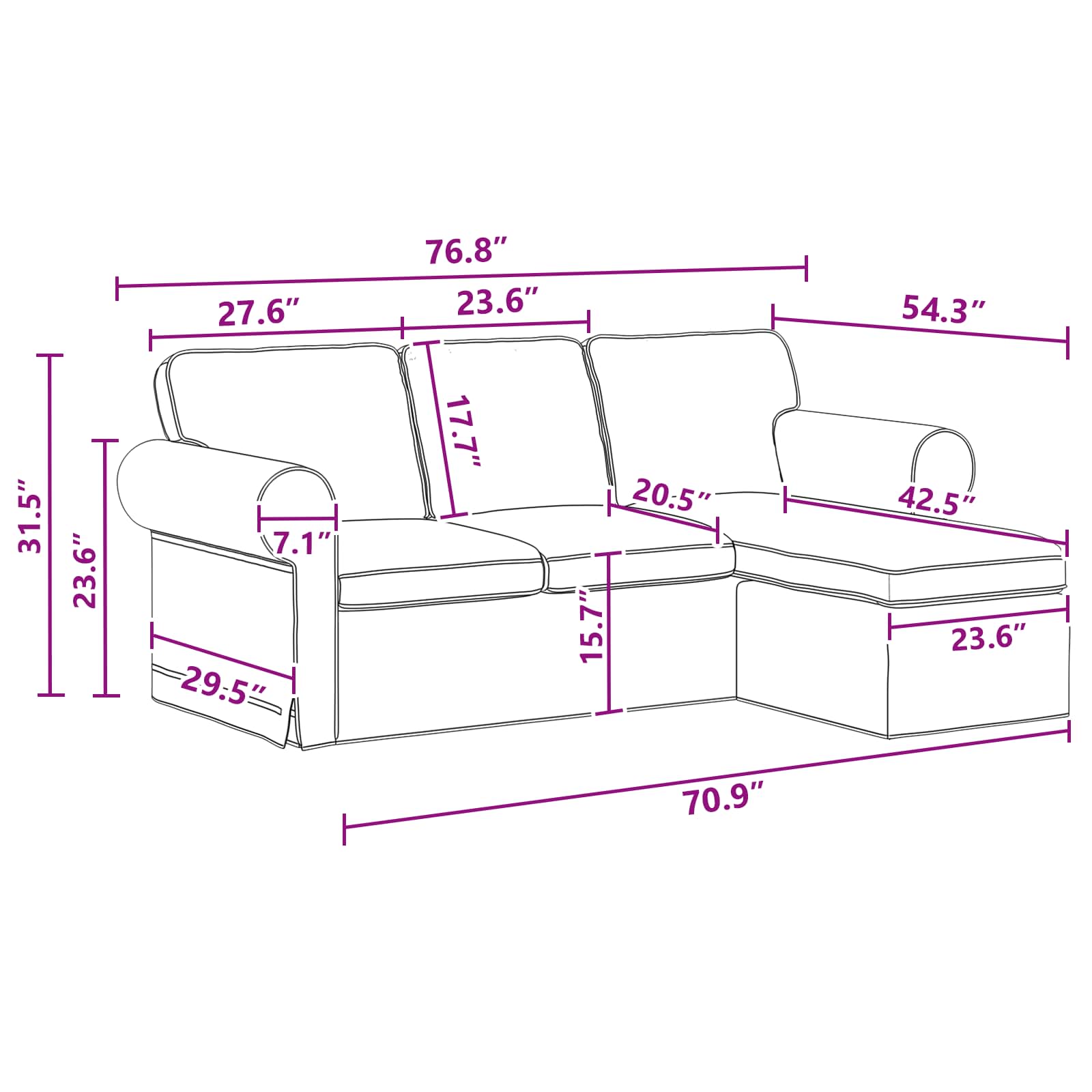 Sofa Dark Grey 215 x 138 x 80 cm Fabric