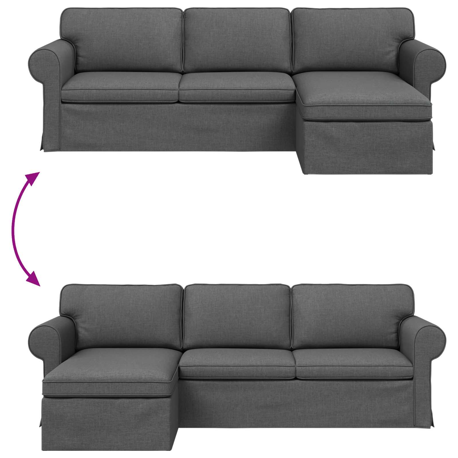 Sofa Dark Grey 245 x 138 x 80 cm Fabric