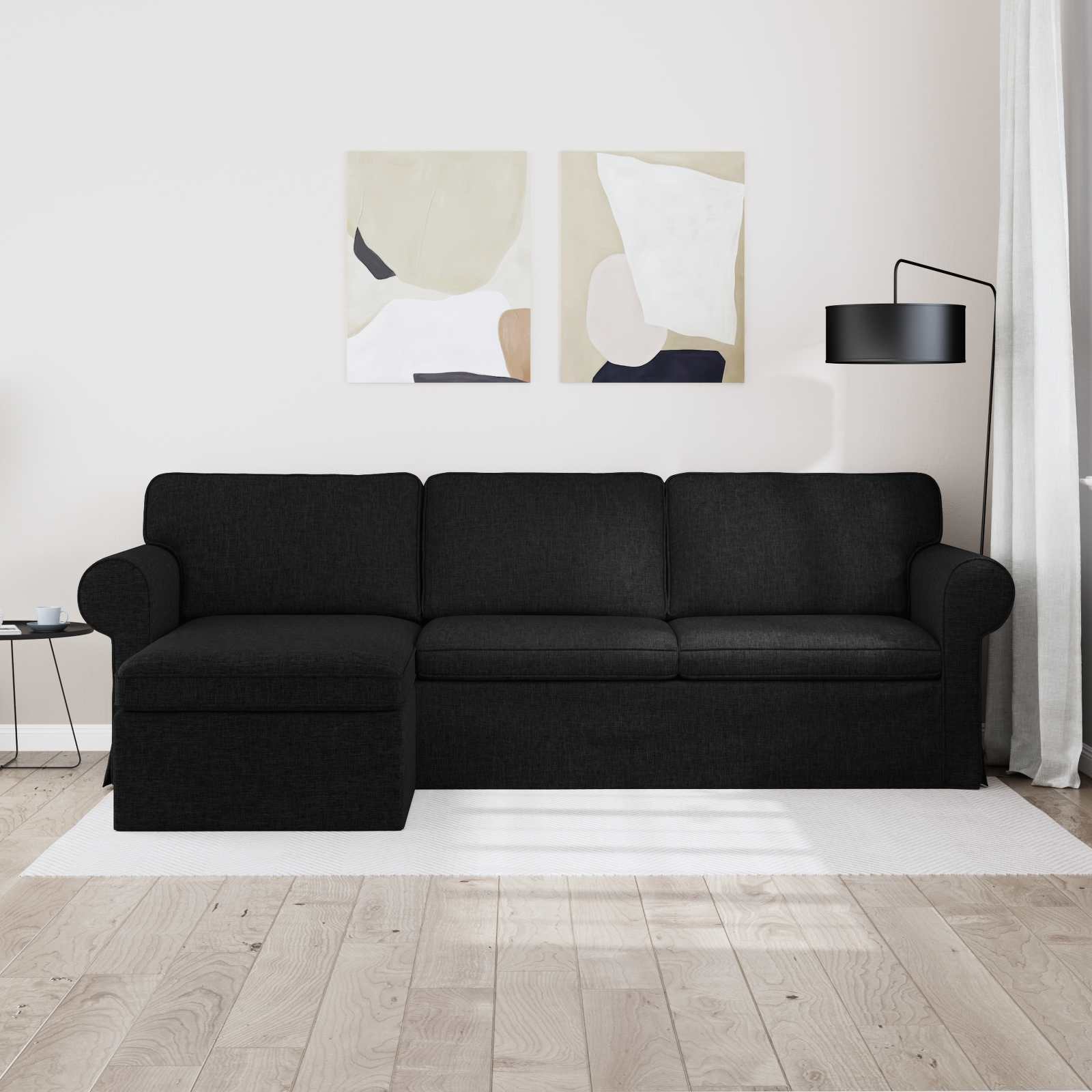 Sofa Black 215 x 138 x 80 cm Fabric