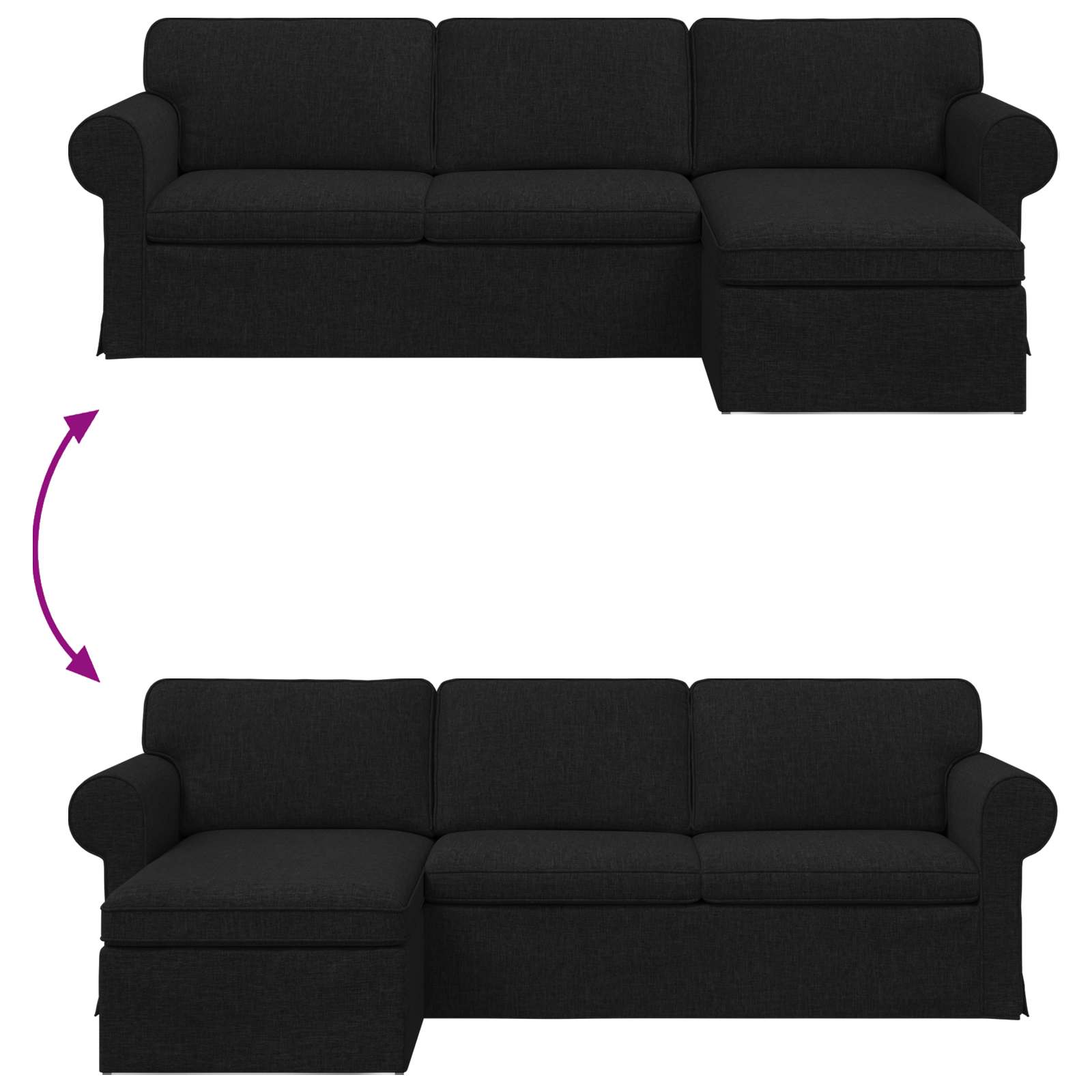 Sofa Black 245 x 138 x 80 cm Fabric