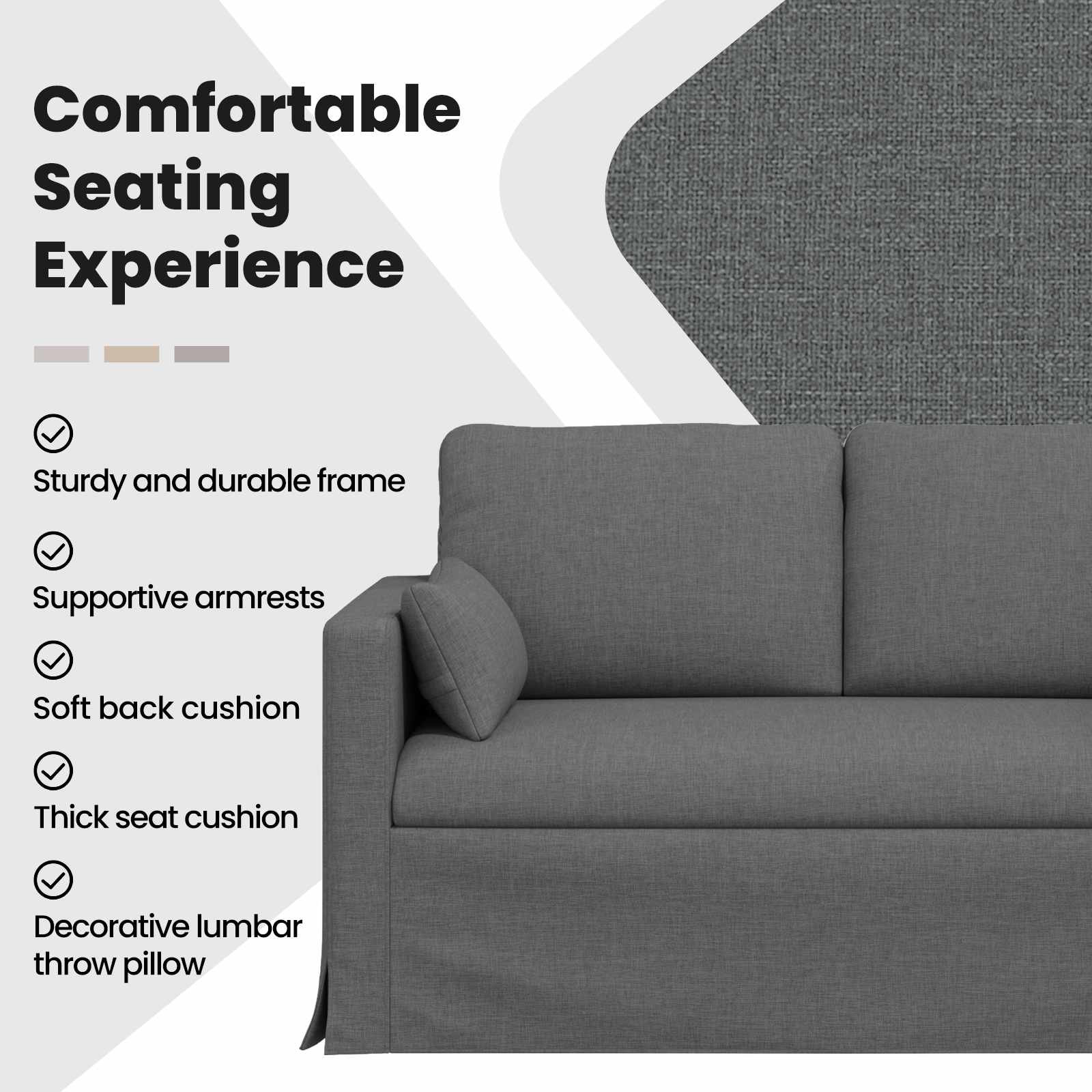 Sofa Dark Grey 139 x 78 x 80 cm Fabric