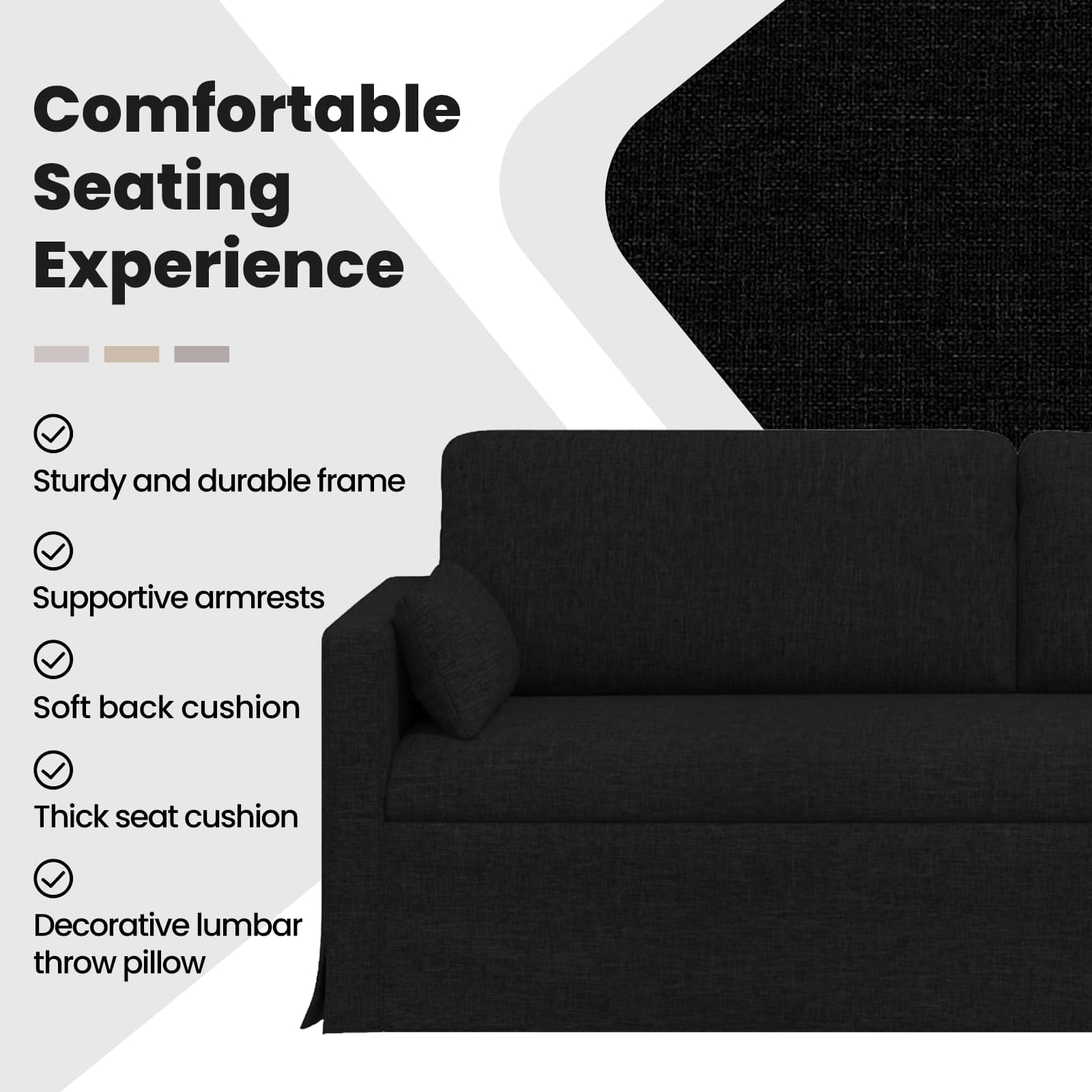 Sofa Black 198 x 78 x 80 cm Fabric