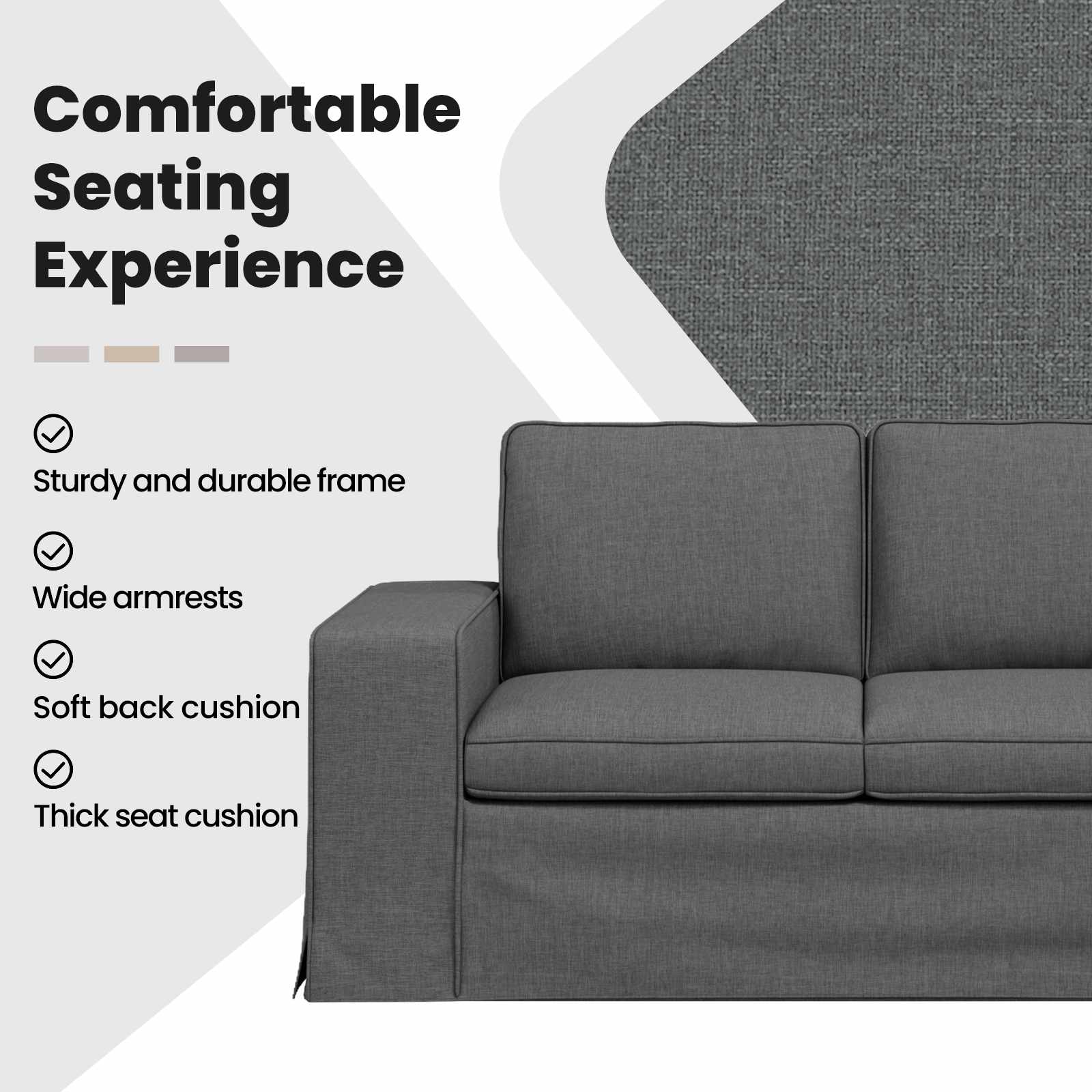 Sofa Dark Grey 182 x 80 x 82 cm Fabric