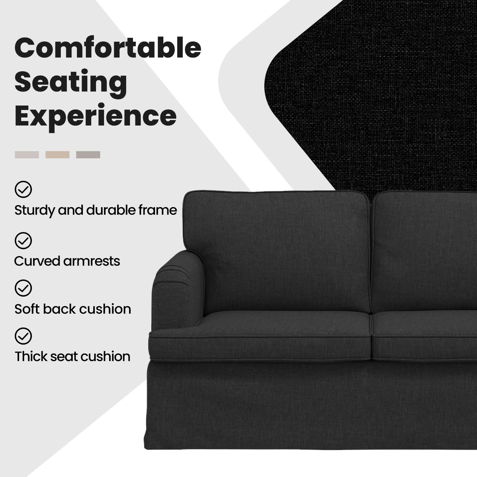 Sofa Black 144 x 80 x 85 cm Fabric