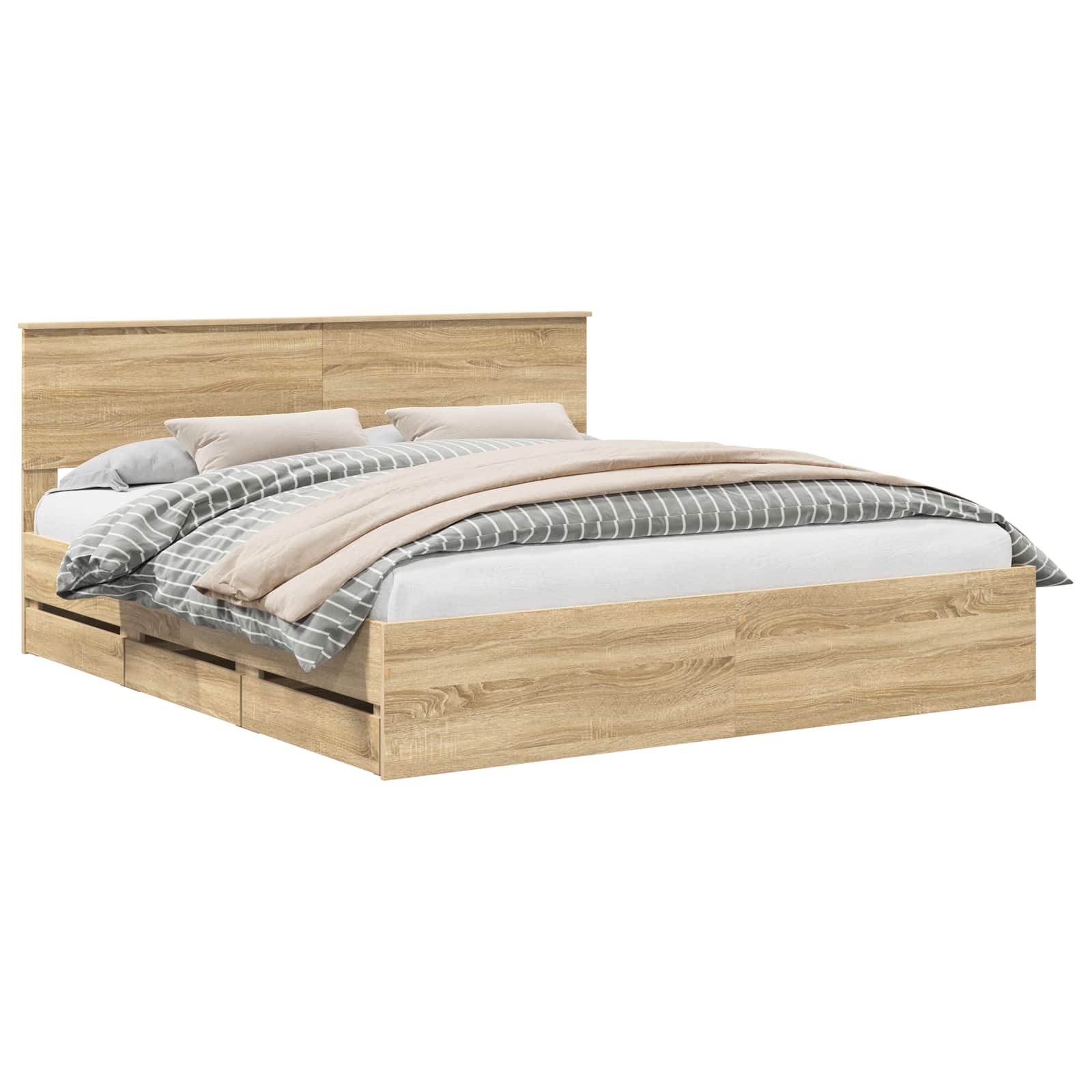Bed Frame with Drawer Sonoma Oak 180 x 200 cm Engineered Wood