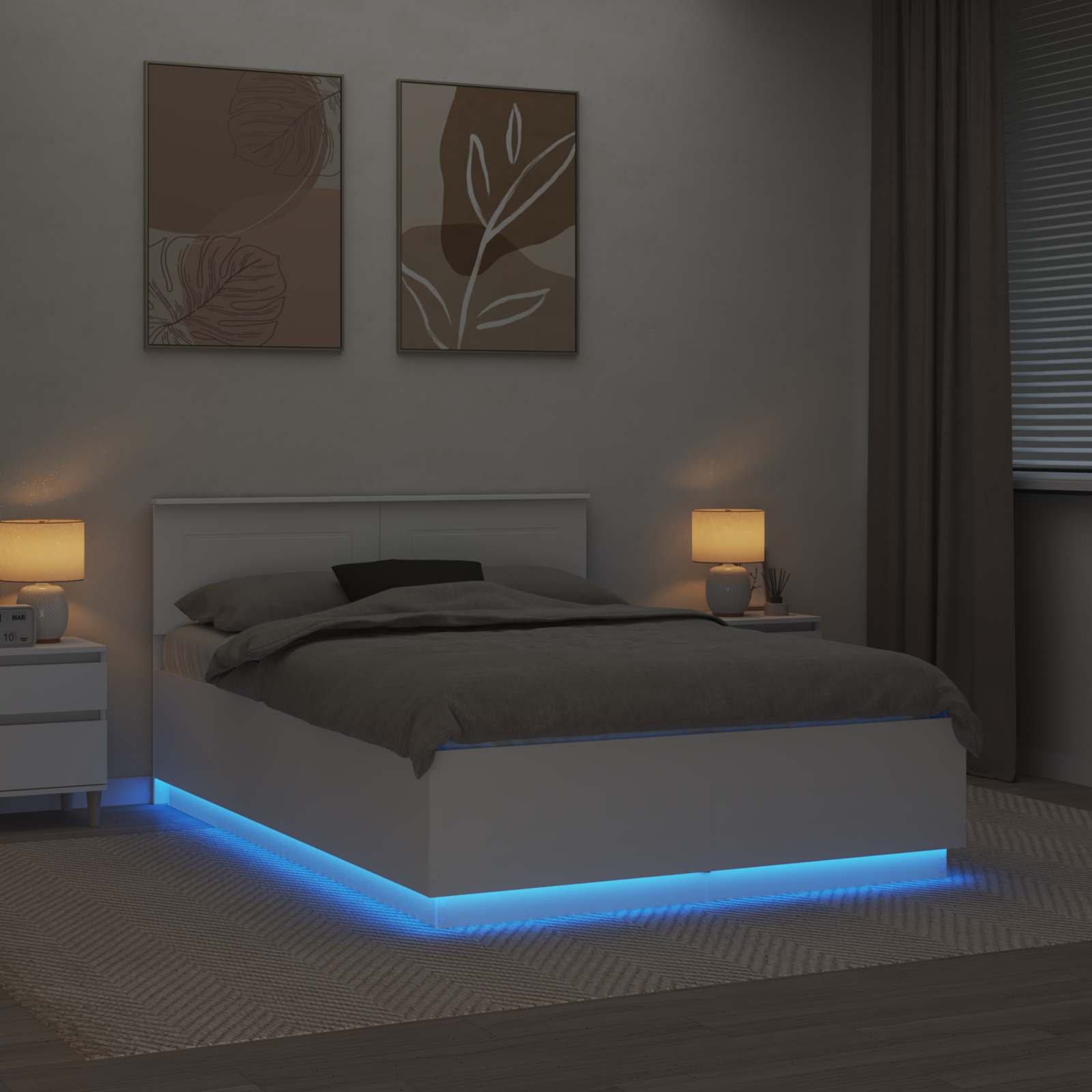 Bed Frame with Headboard White 150 x 200 cm Engineered Wood
