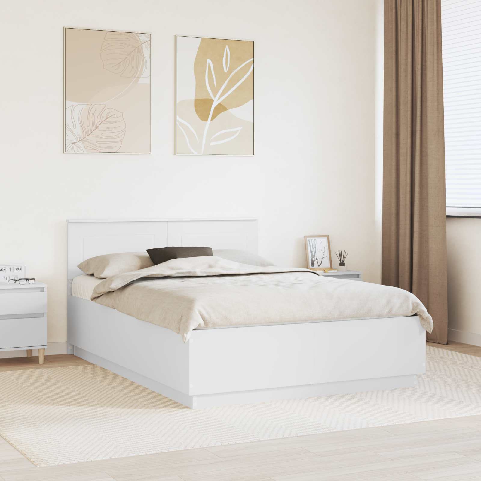 Bed Frame with Headboard White 150 x 200 cm Engineered Wood
