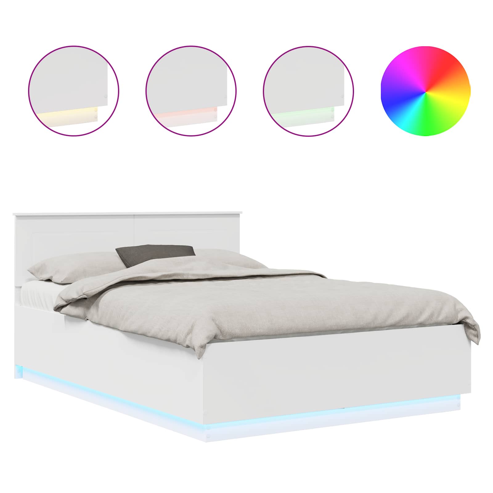 Bed Frame with Headboard White 150 x 200 cm Engineered Wood