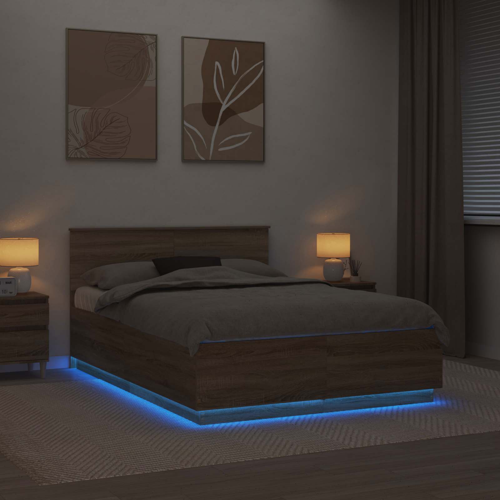 Bed Frame Sonoma Oak 150 x 200 cm Engineered Wood