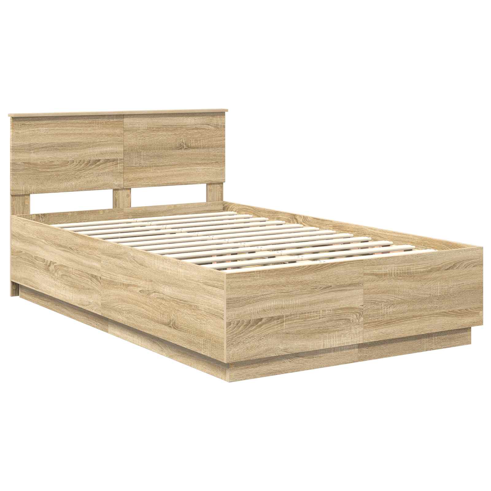 Bed Frame Sonoma Oak 135 x 190 cm Engineered Wood