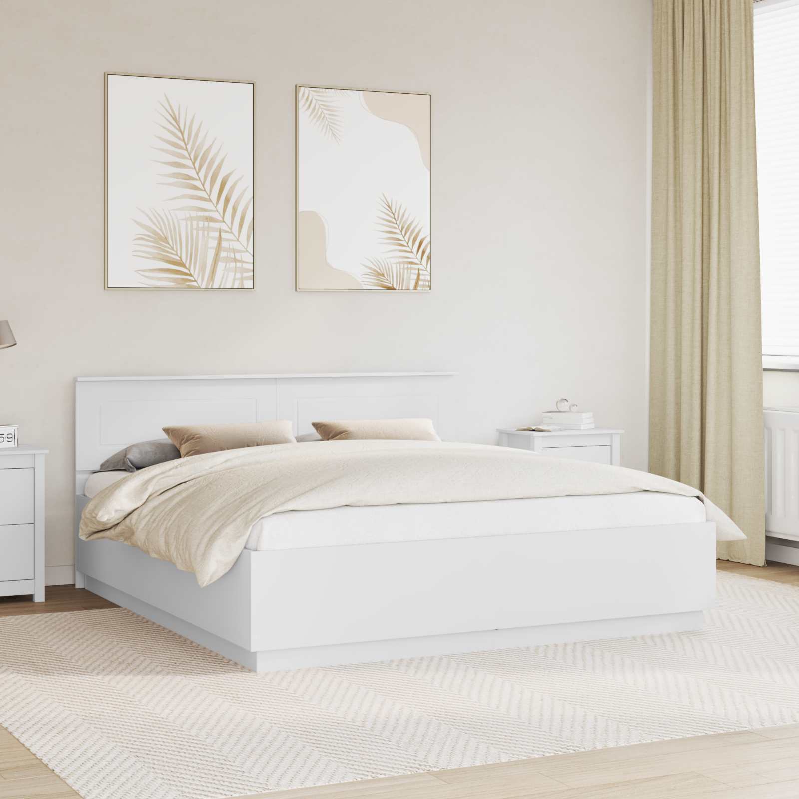 Bed Frame with Headboard White 180 x 200 cm Engineered Wood