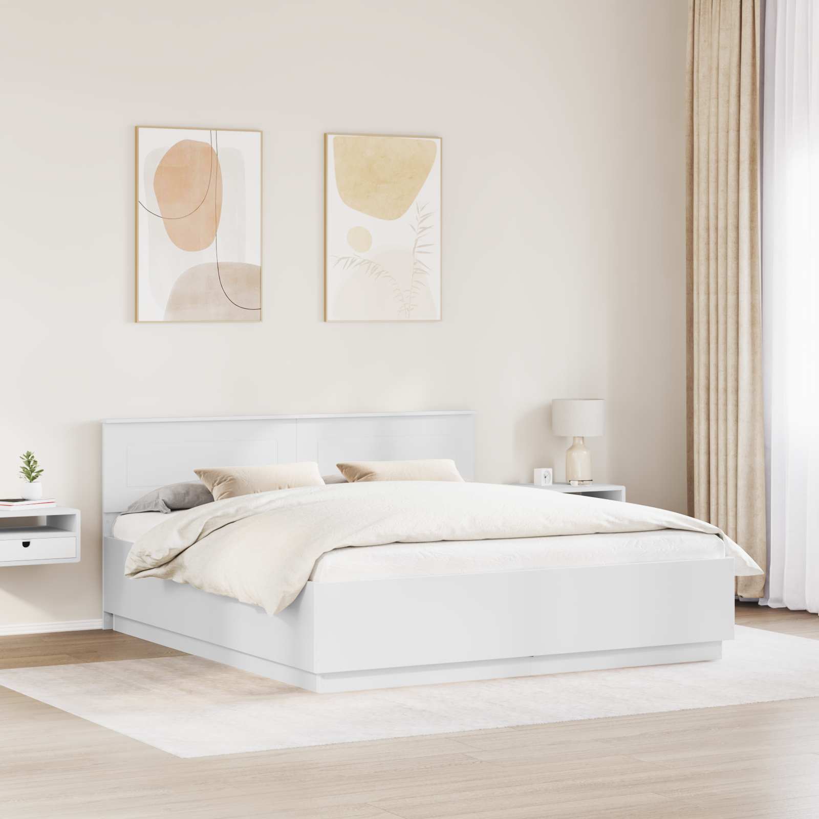 Bed Frame with Headboard White 180 x 200 cm Engineered Wood