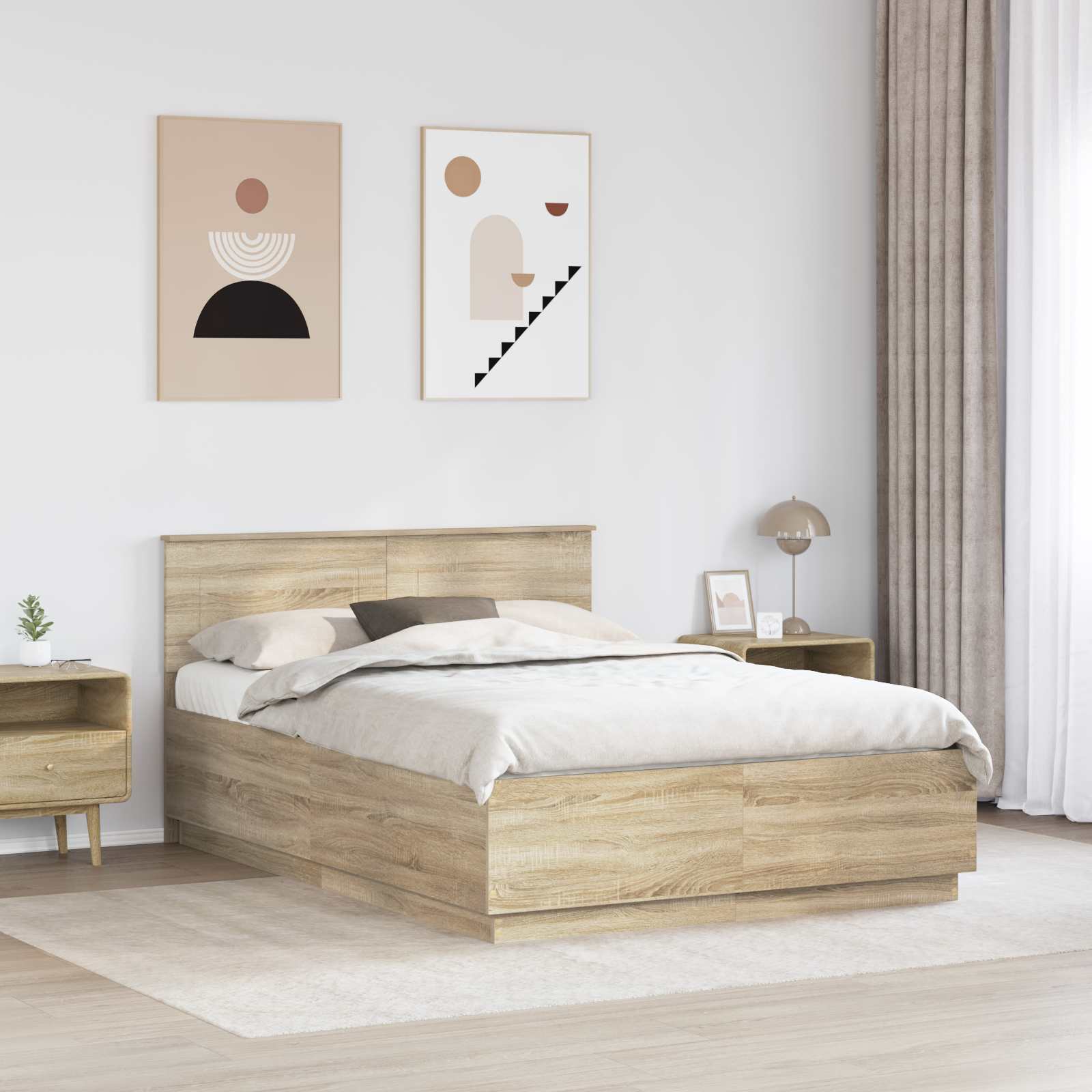 Bed Frame Sonoma Oak 150 x 200 cm Engineered Wood