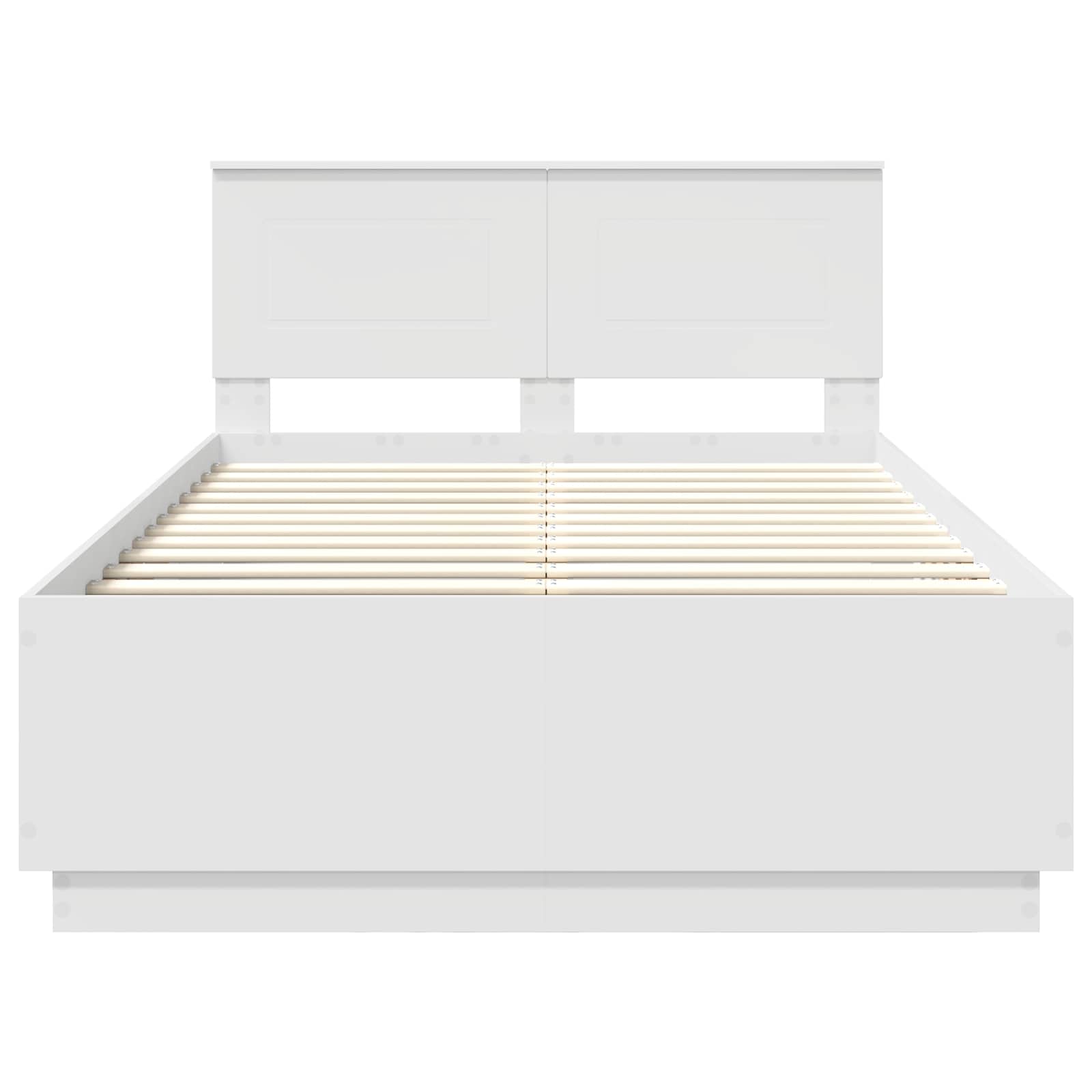 Bed Frame with Headboard White 135 x 190 cm Engineered Wood
