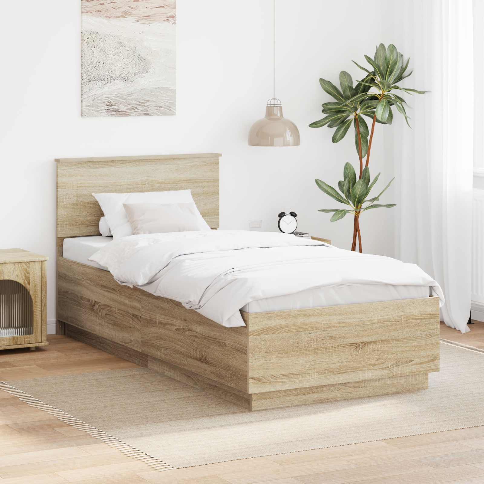 Bed Frame with Headboard Sonoma Oak 90 x 190 cm Engineered Wood