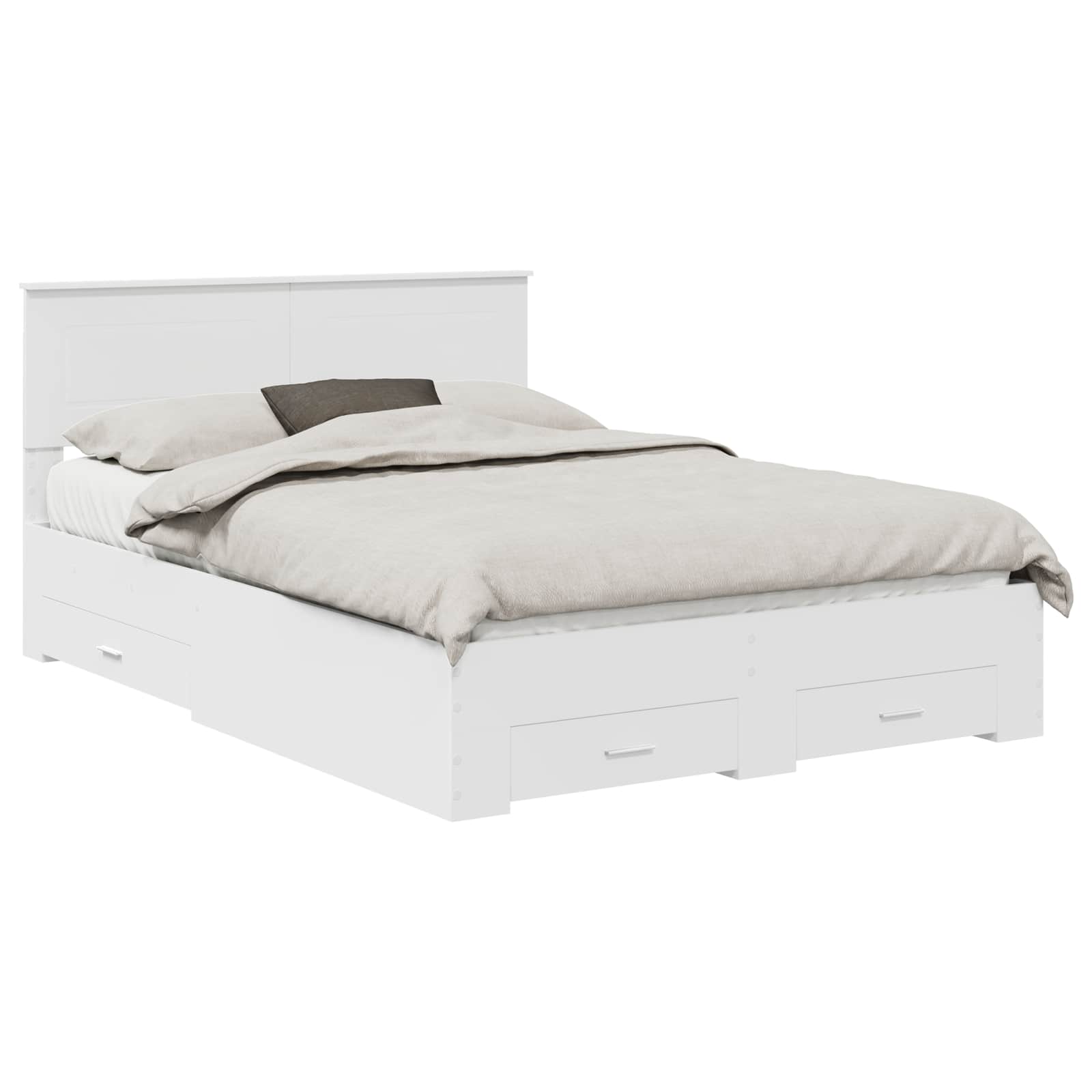 Bed Frame with Drawer White 150 x 200 cm Engineered Wood