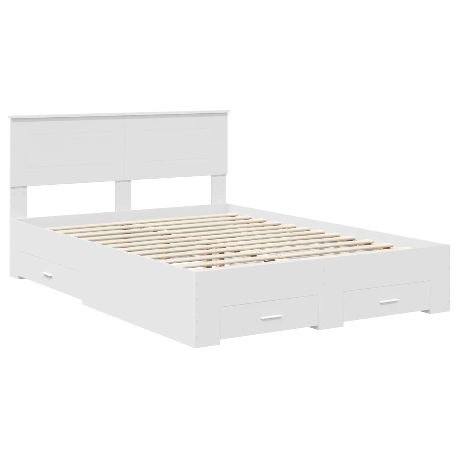 Bed Frame with Drawer White 150 x 200 cm Engineered Wood