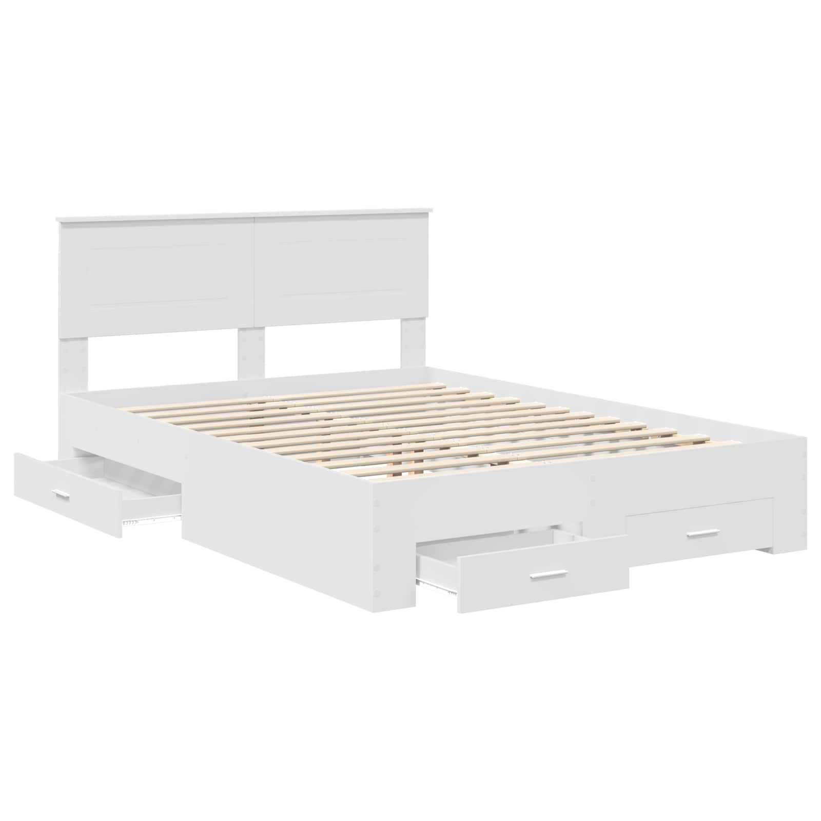 Bed Frame with Drawer White 150 x 200 cm Engineered Wood