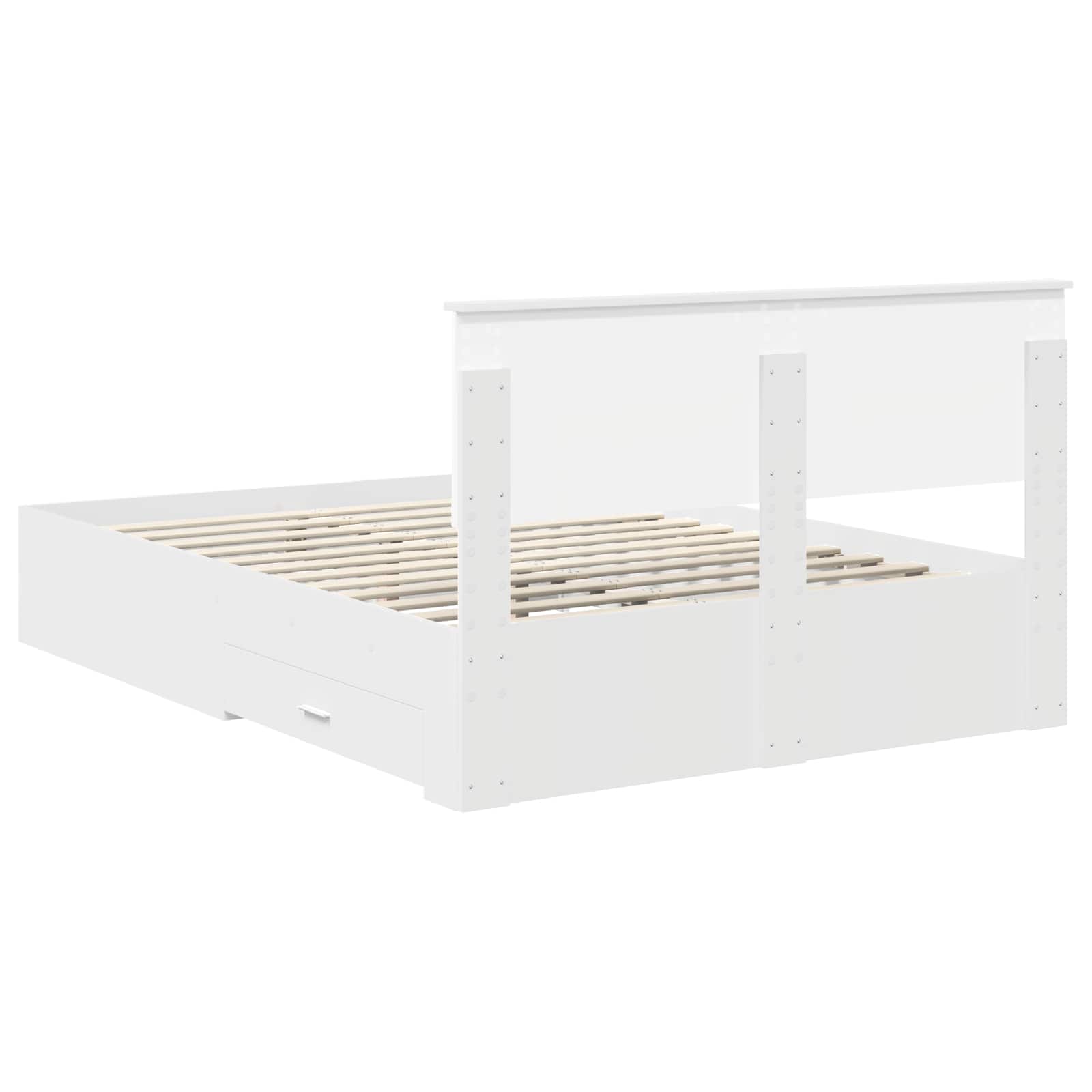 Bed Frame with Drawer White 150 x 200 cm Engineered Wood