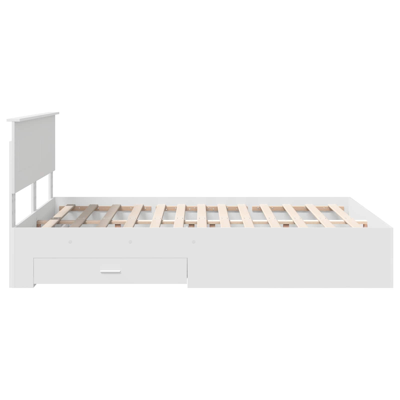 Bed Frame with Drawer White 150 x 200 cm Engineered Wood