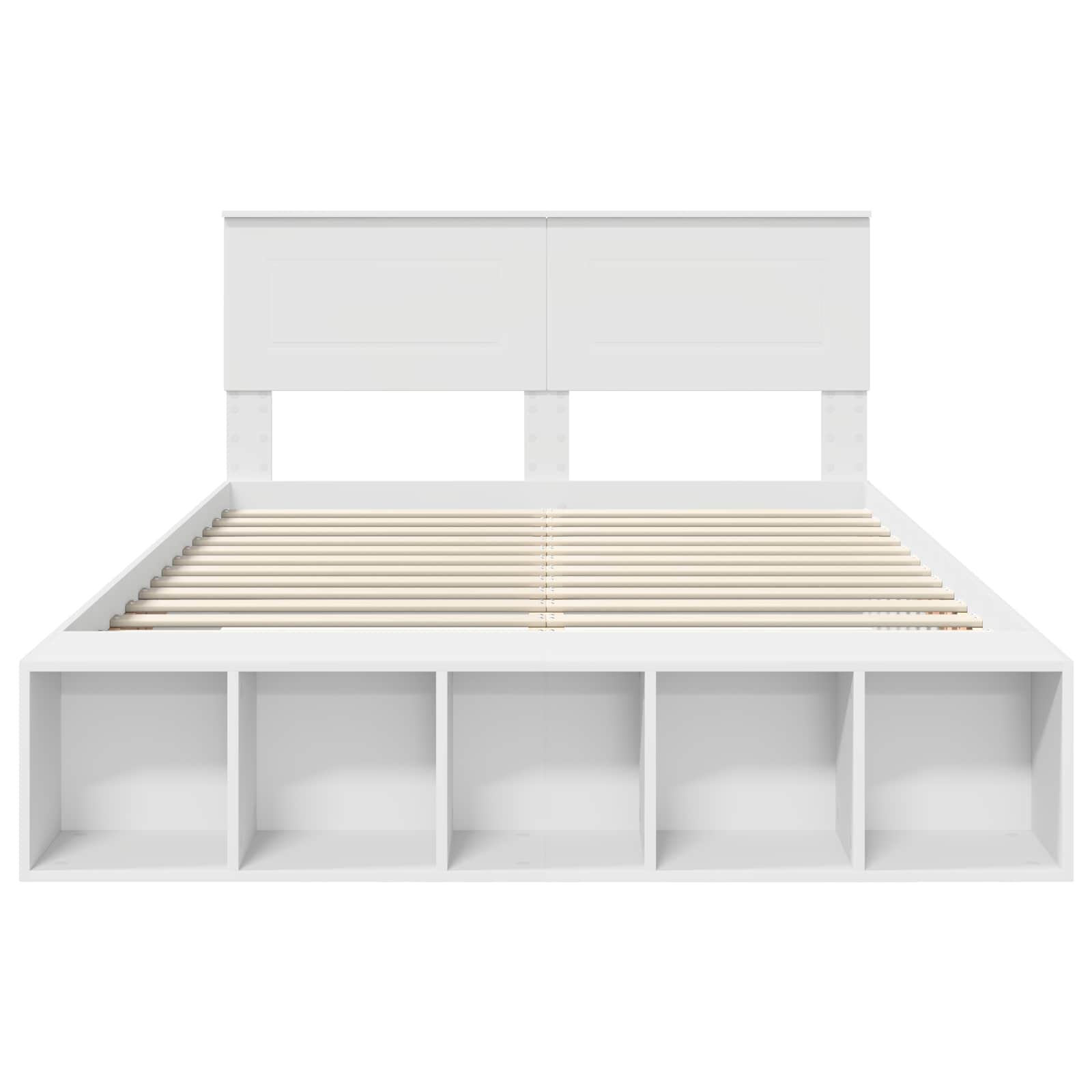 Bed Frame with Shelf Manual White 150 x 200 cm Engineered Wood