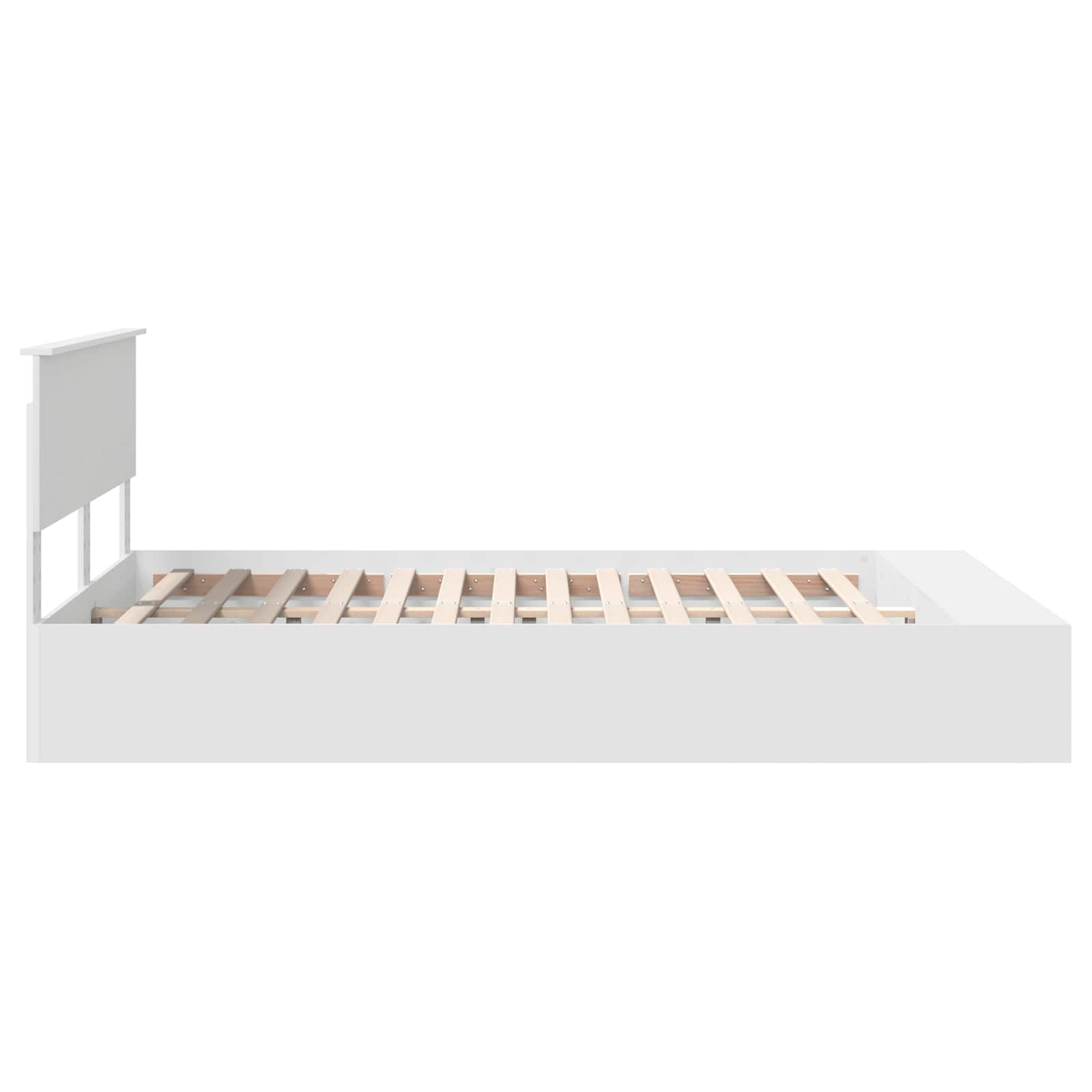 Bed Frame with Shelf Manual White 150 x 200 cm Engineered Wood