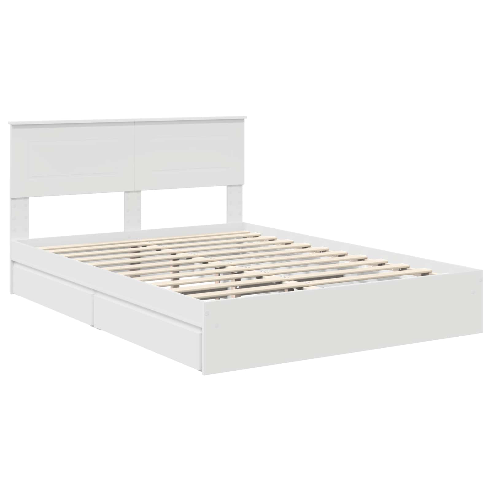 Storage Bed with Headboard White 150 x 200 cm Engineered Wood