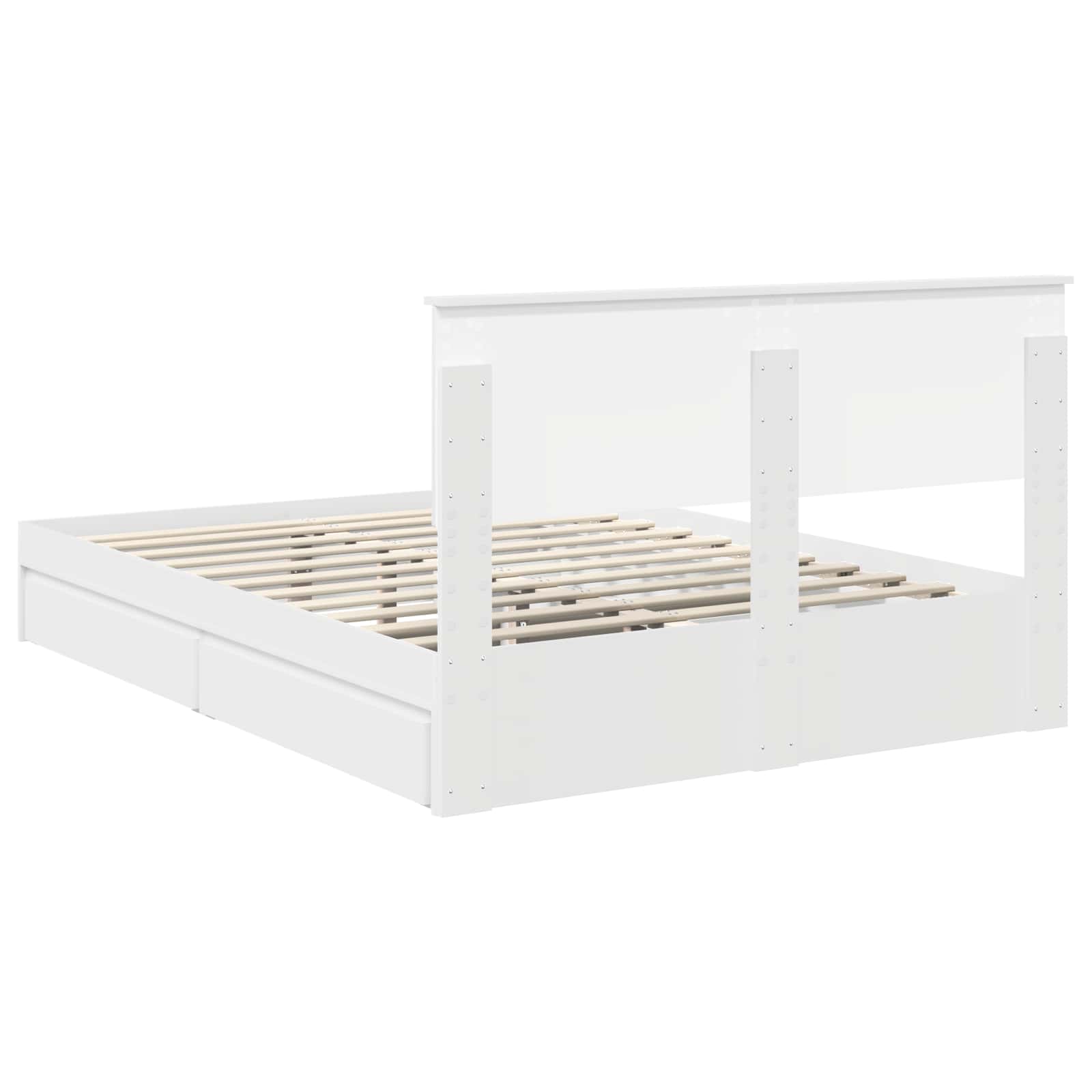 Storage Bed with Headboard White 150 x 200 cm Engineered Wood