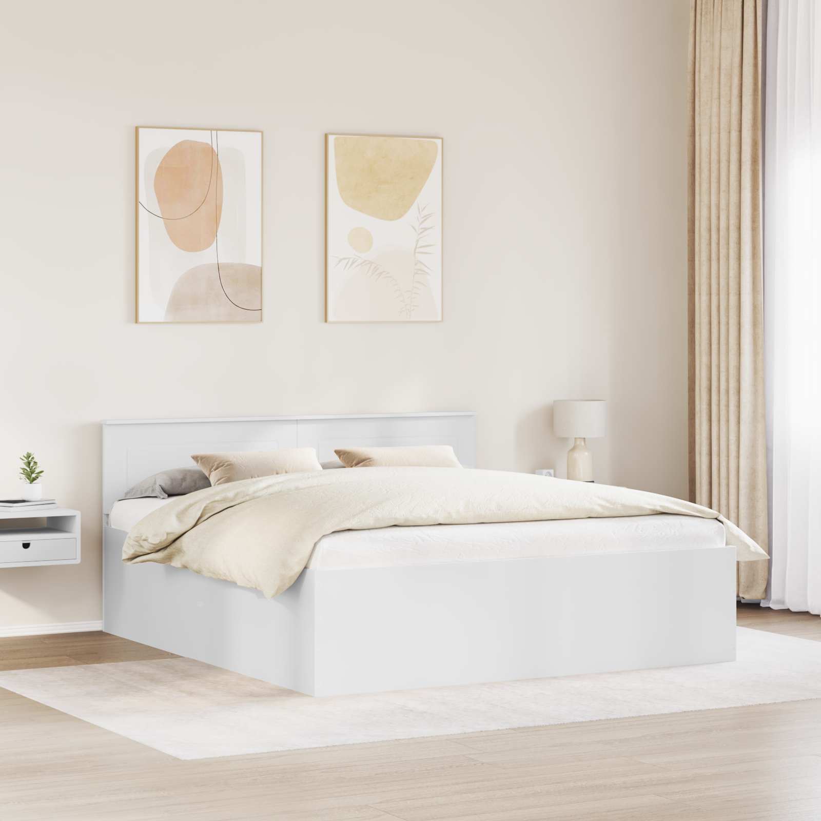 Bed Frame with Headboard White 180 x 200 cm Engineered Wood