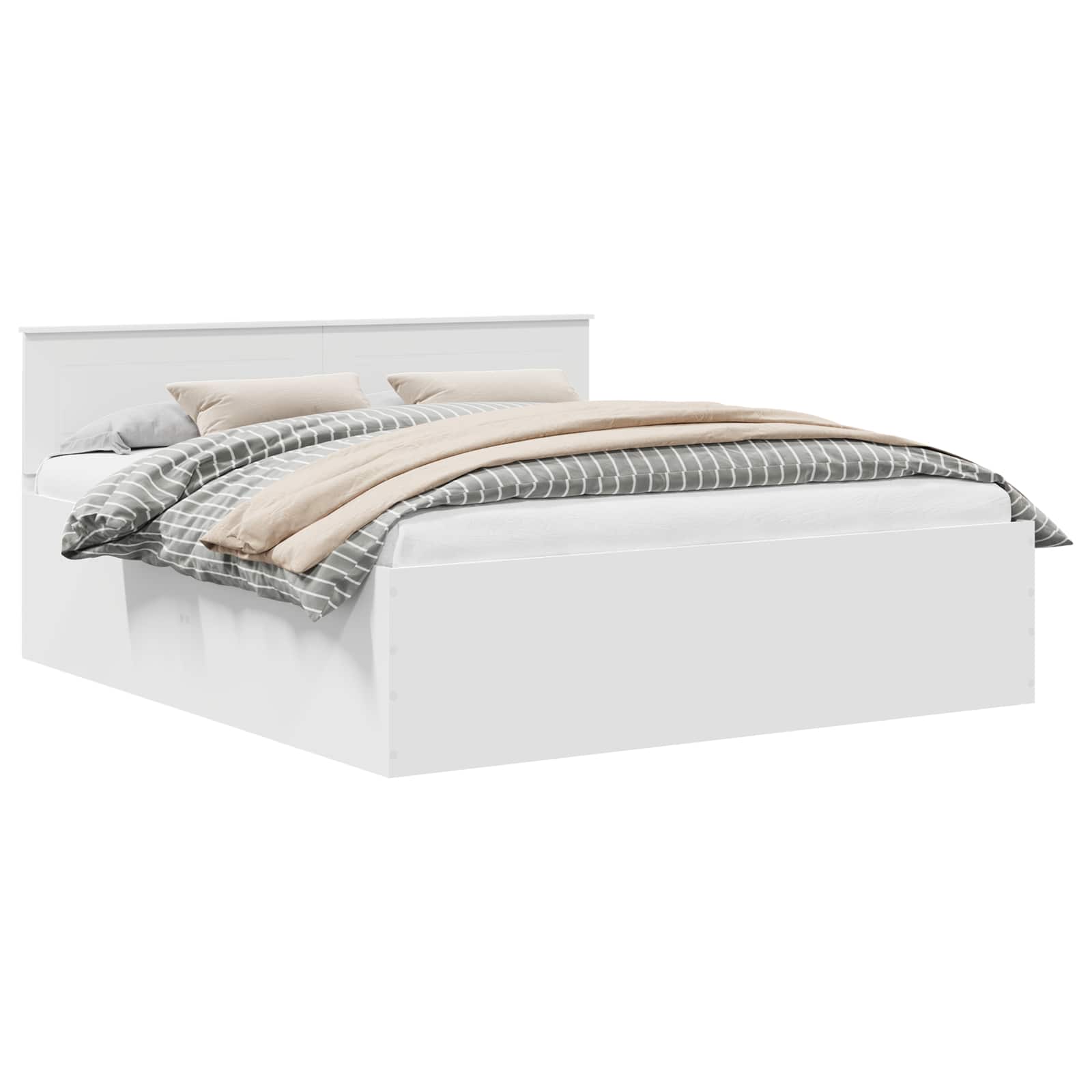 Bed Frame with Headboard White 180 x 200 cm Engineered Wood