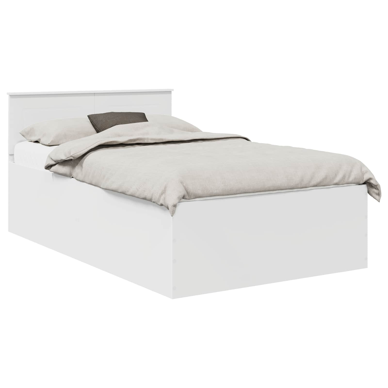 Bed Frame with Headboard White 135 x 190 cm Engineered Wood