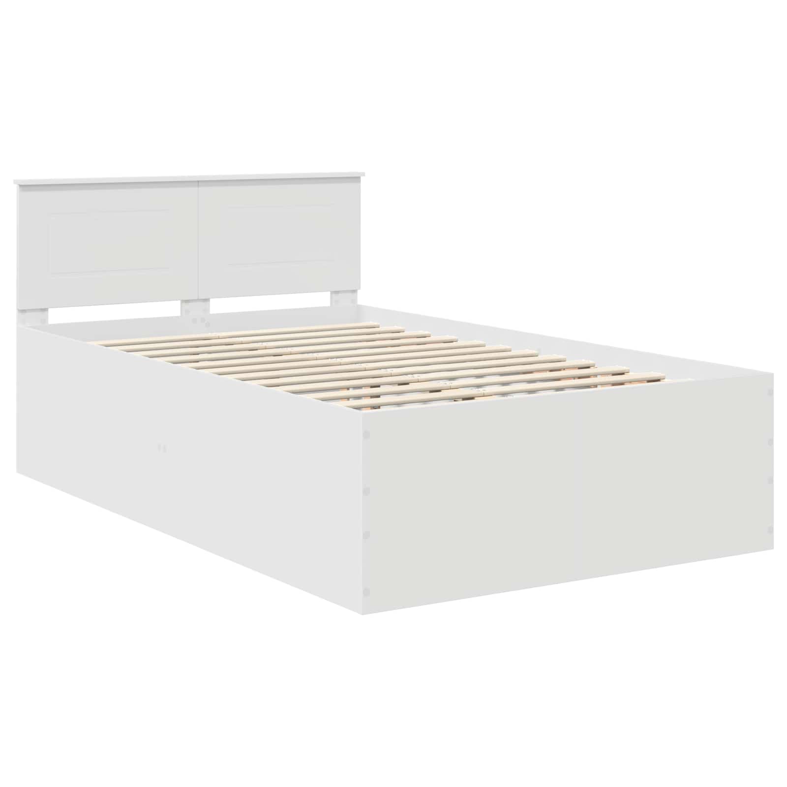 Bed Frame with Headboard White 135 x 190 cm Engineered Wood