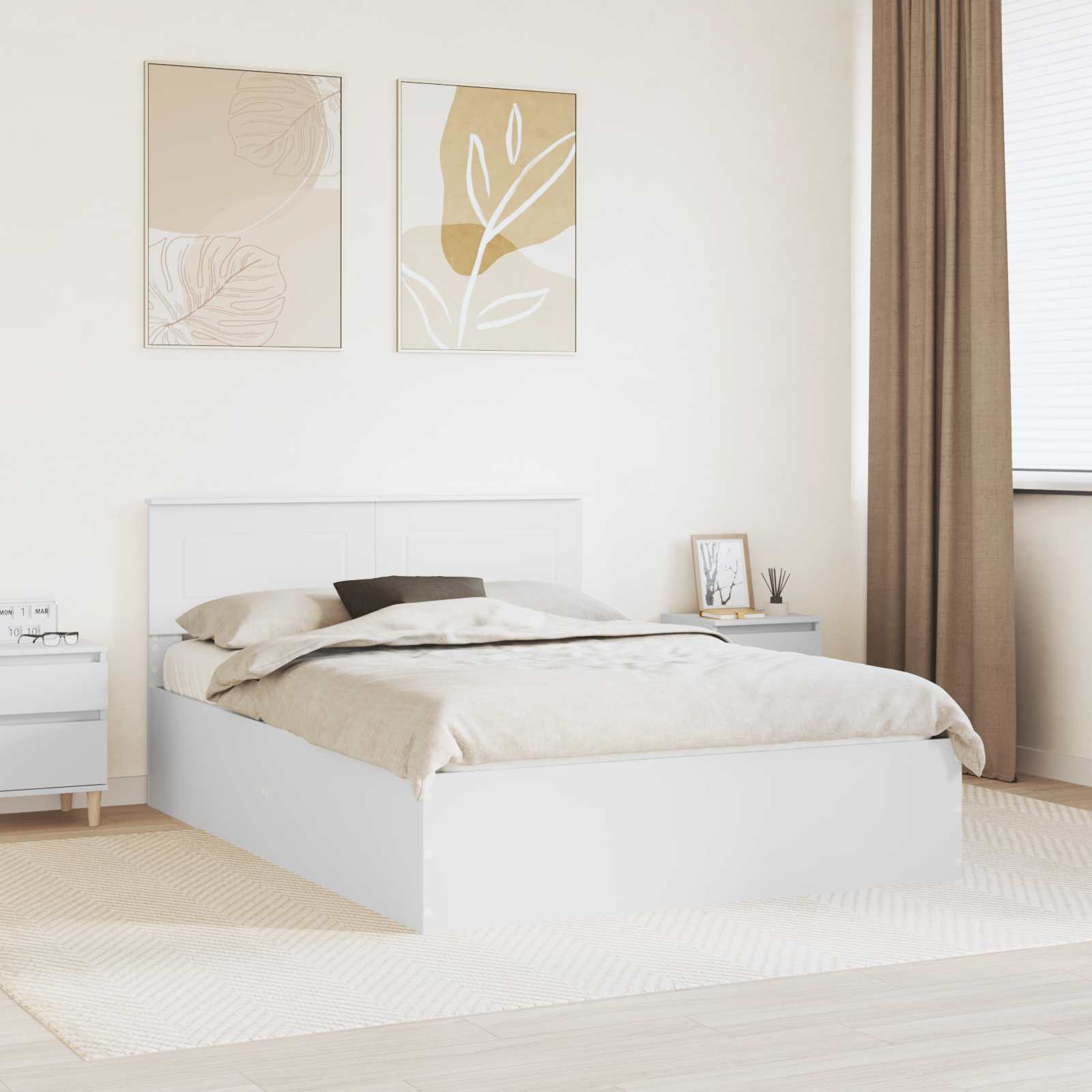 Bed Frame with Headboard White 150 x 200 cm Engineered Wood