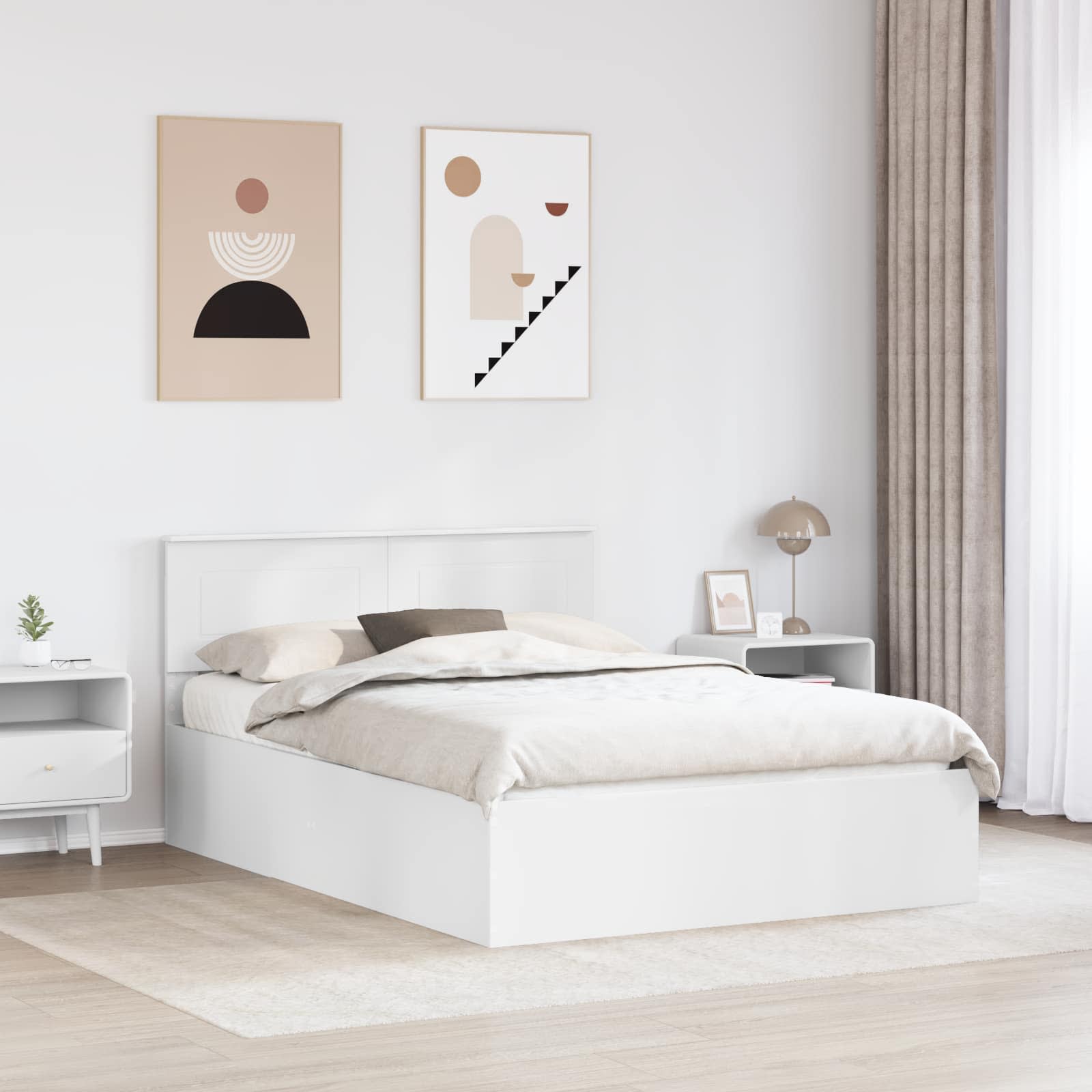 Bed Frame with Headboard White 150 x 200 cm Engineered Wood
