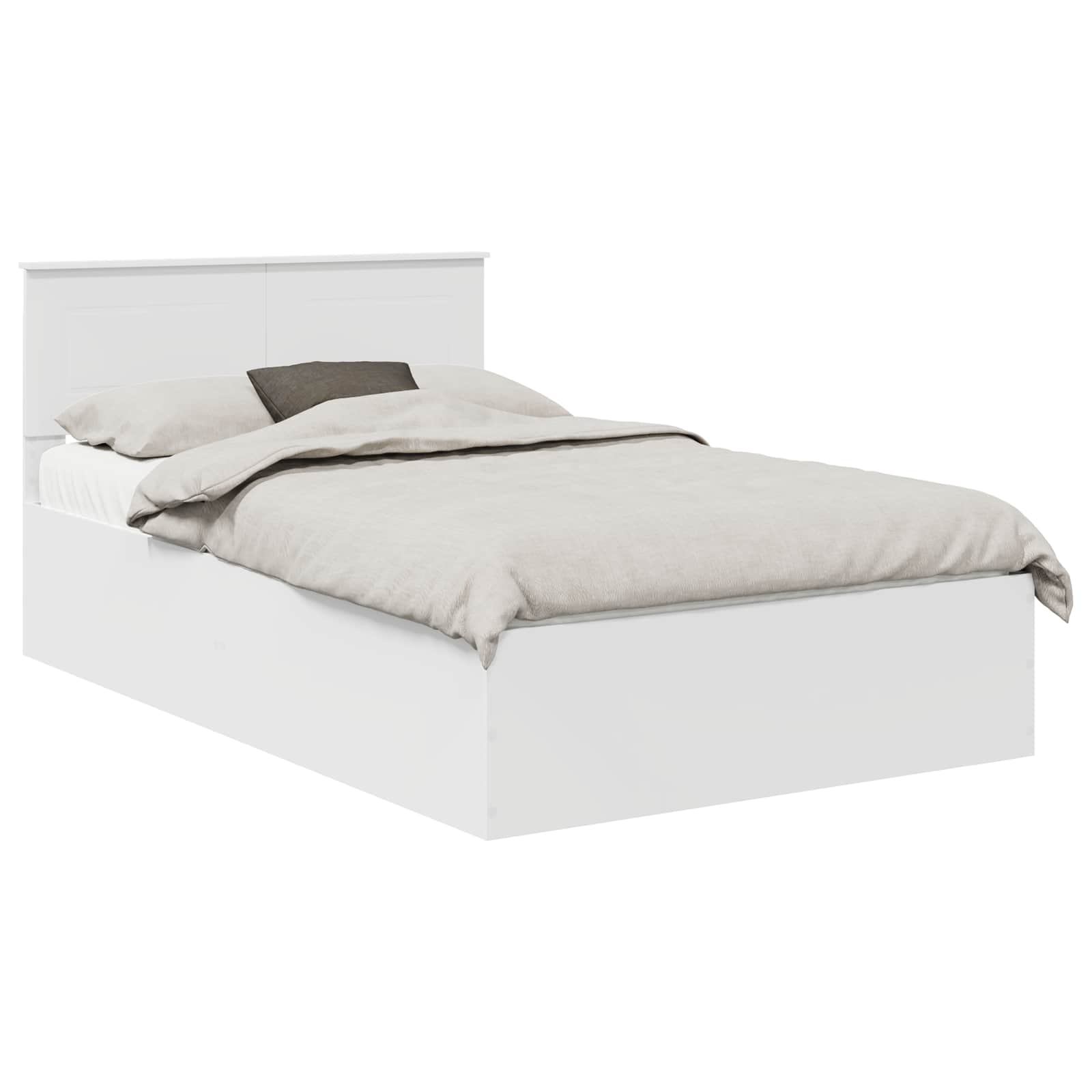 Bed Frame with Headboard White 135 x 190 cm Engineered Wood