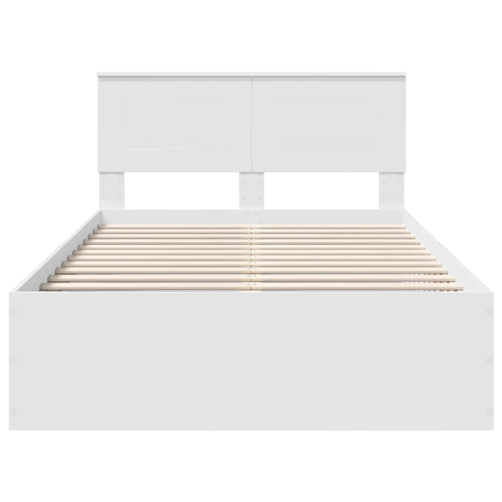 Bed Frame with Headboard White 135 x 190 cm Engineered Wood