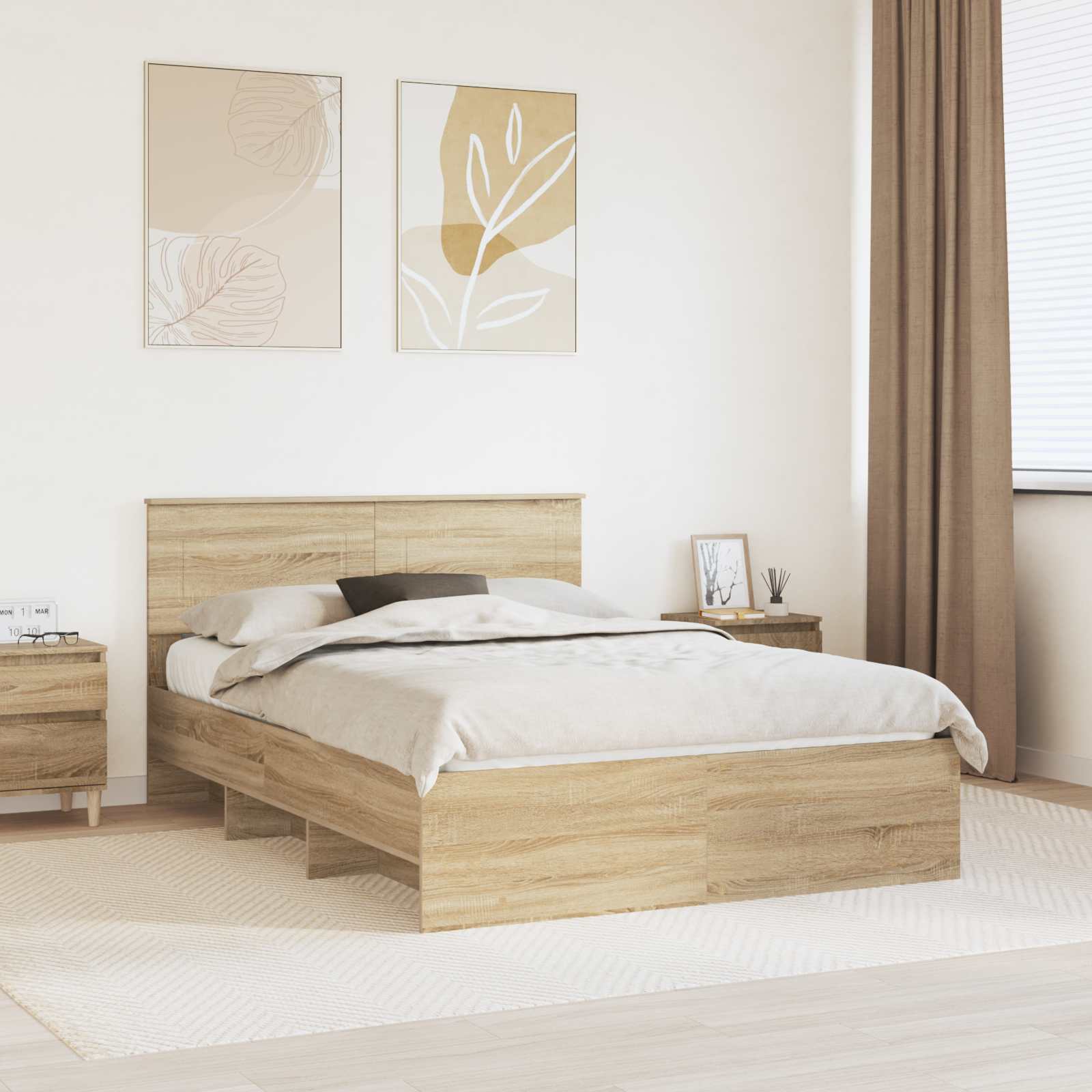 Bed Frame Sonoma Oak 150 x 200 cm Engineered Wood