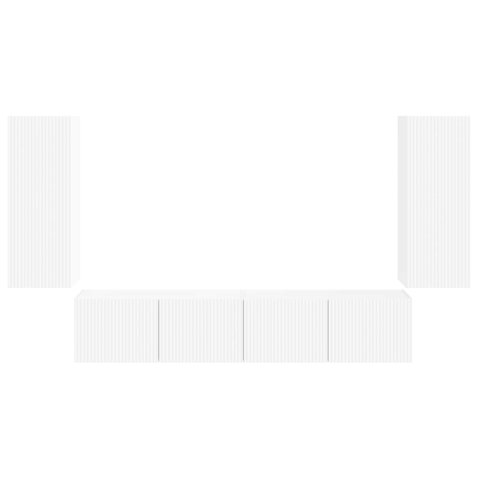 TV Wall Cabinet Set Wall-mounted 4 pcs White Engineered Wood