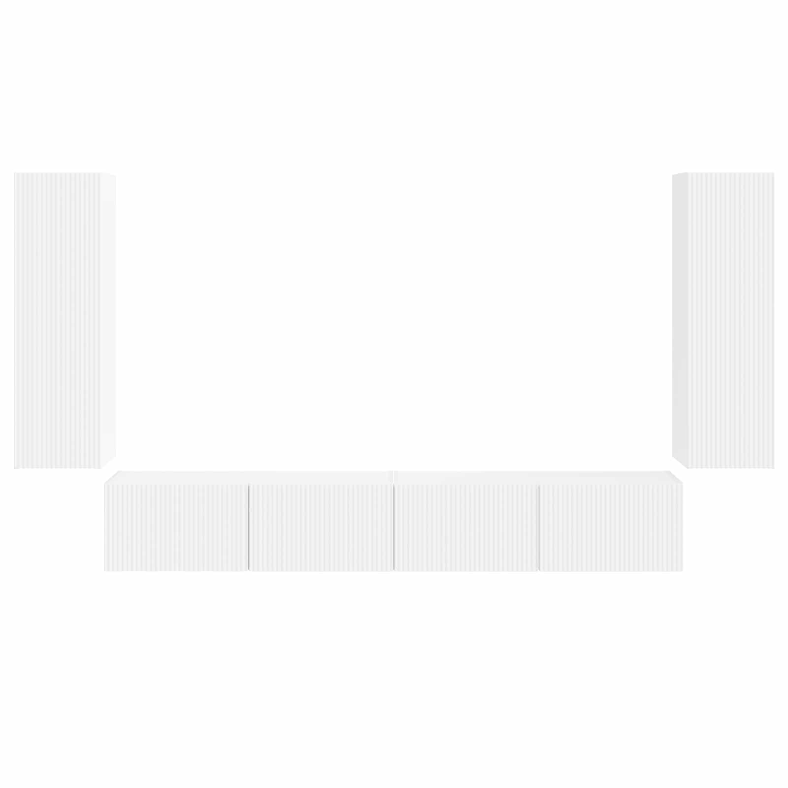 TV Wall Cabinet Set Wall-mounted 4 pcs White Engineered Wood