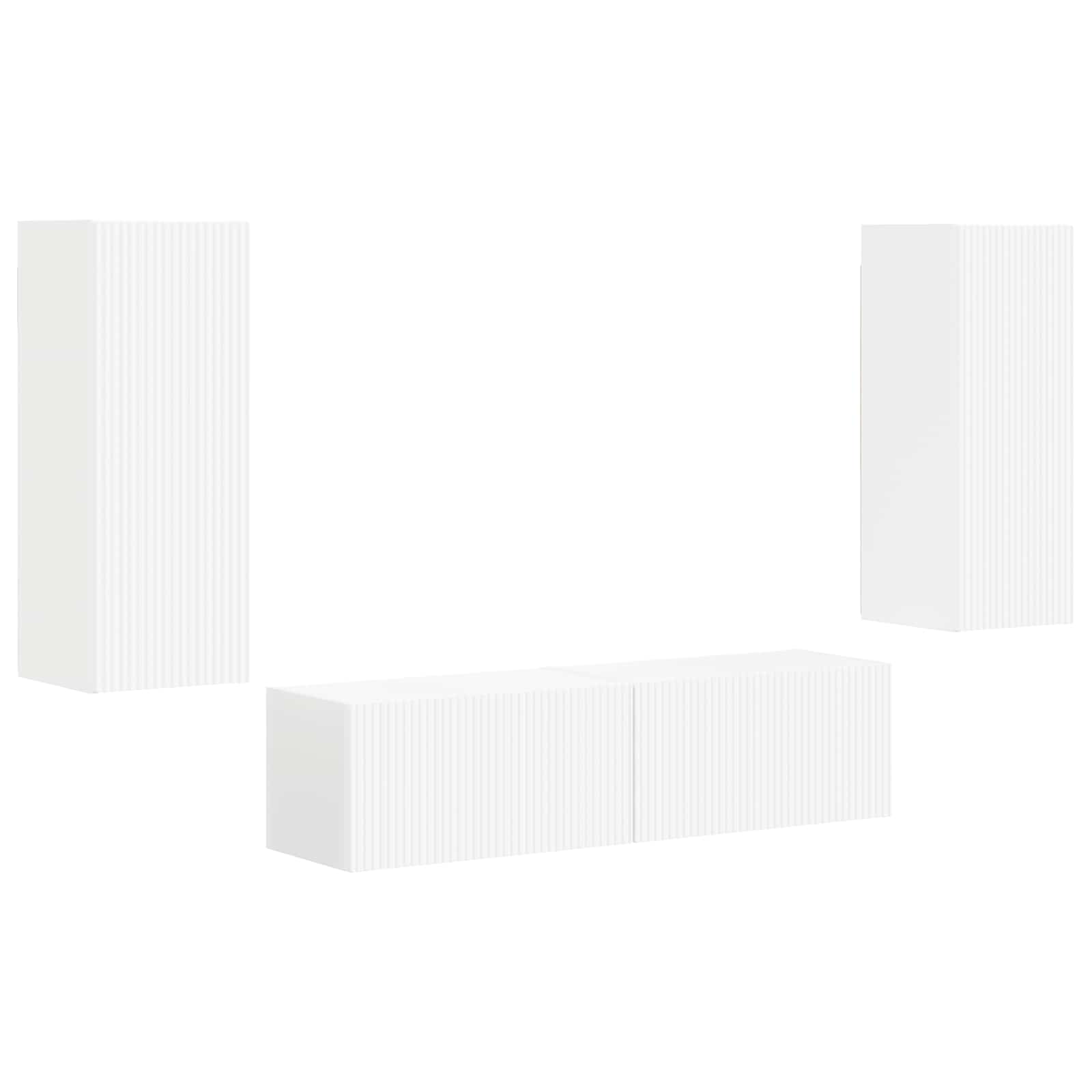 TV Cabinet Set 2 pcs White Engineered Wood