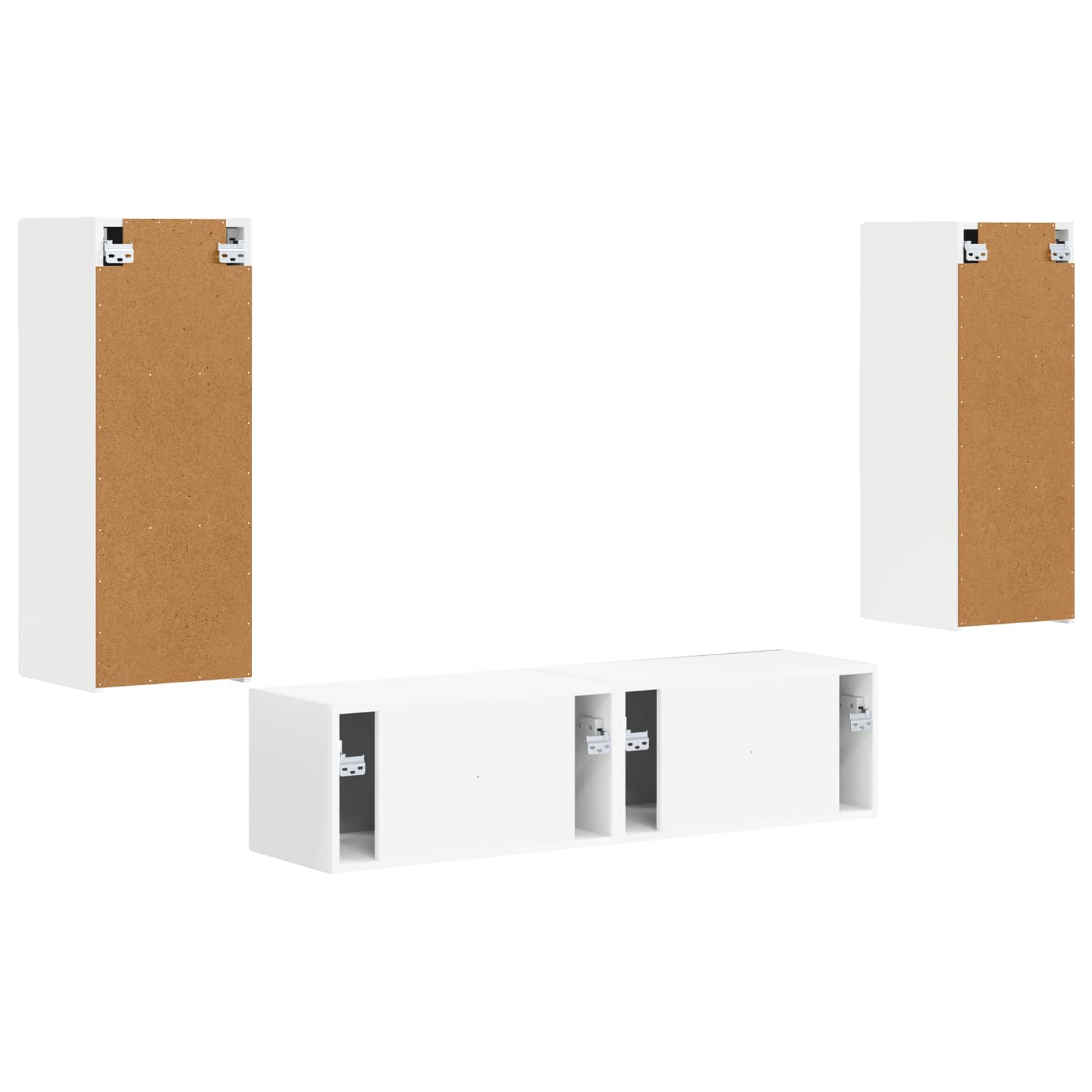 TV Cabinet Set 2 pcs White Engineered Wood