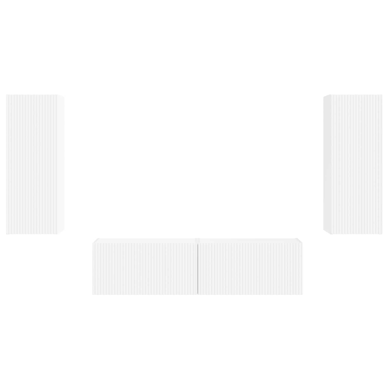 TV Cabinet Set 2 pcs White Engineered Wood