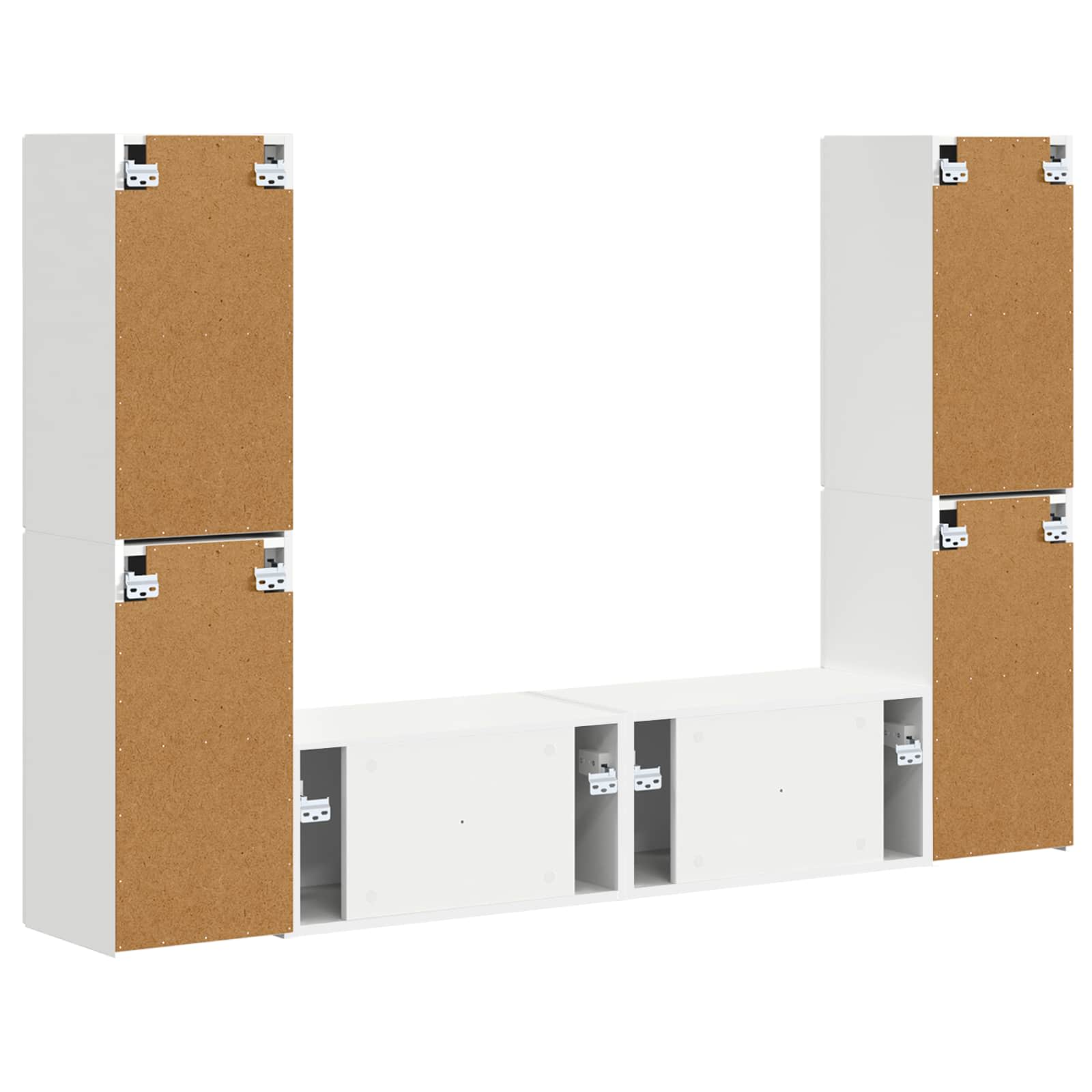 TV Cabinet Set 6 pcs White Engineered Wood