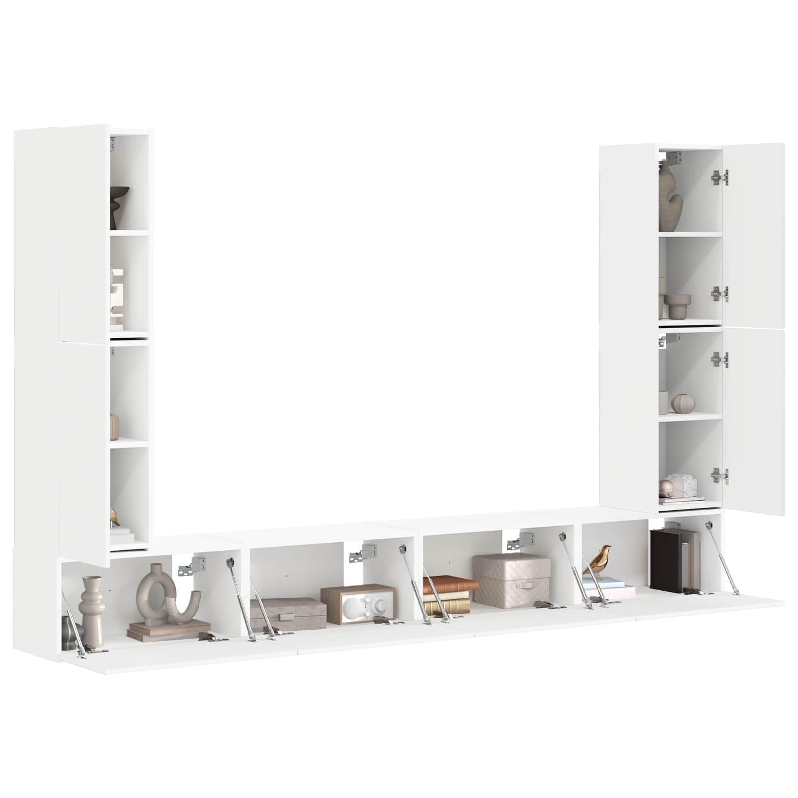 TV Cabinet Set 8 pcs White Engineered Wood