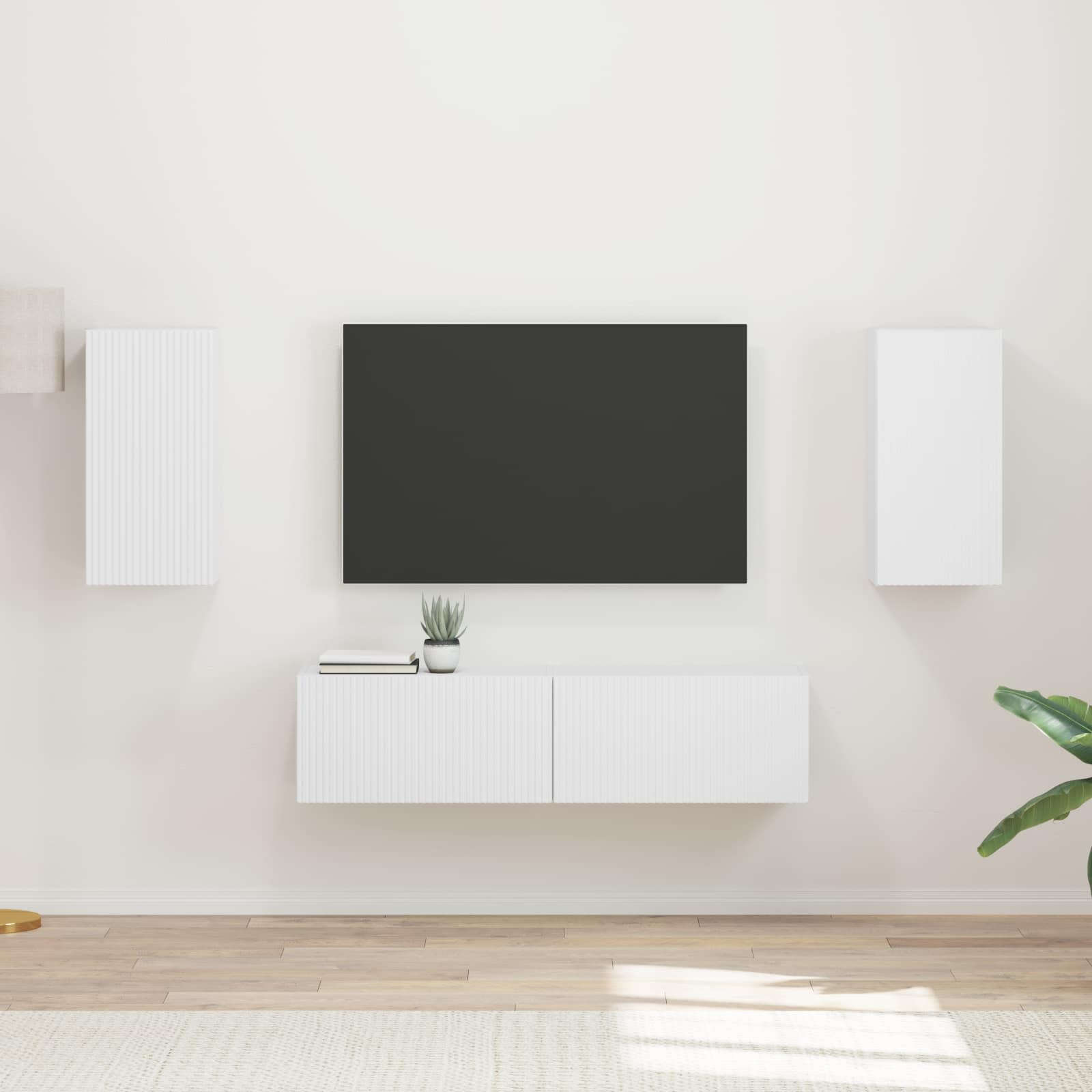 TV Cabinet Set 4 pcs White Engineered Wood